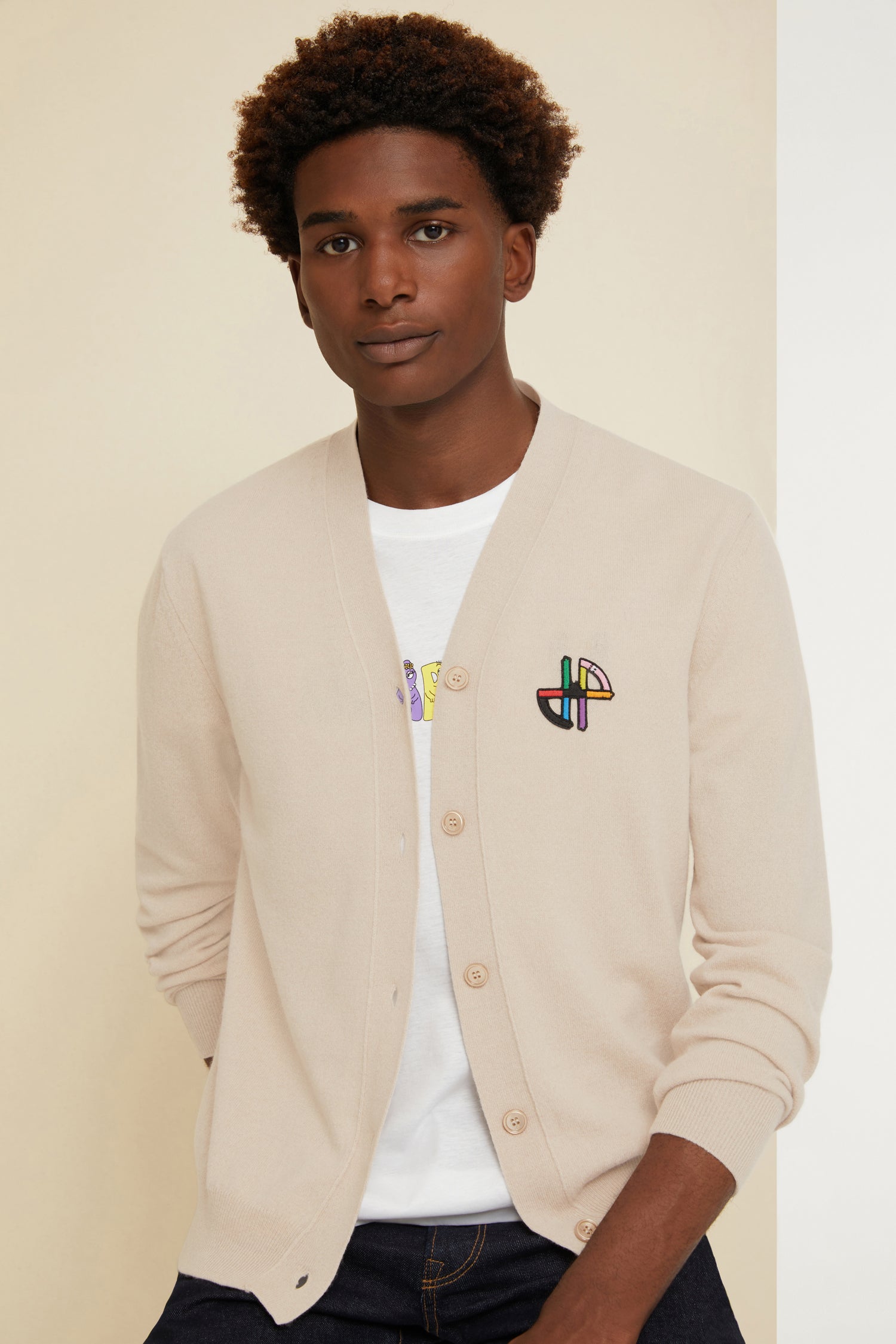 Patou Knitwear JP Barbapapa cardigan laine parchemin