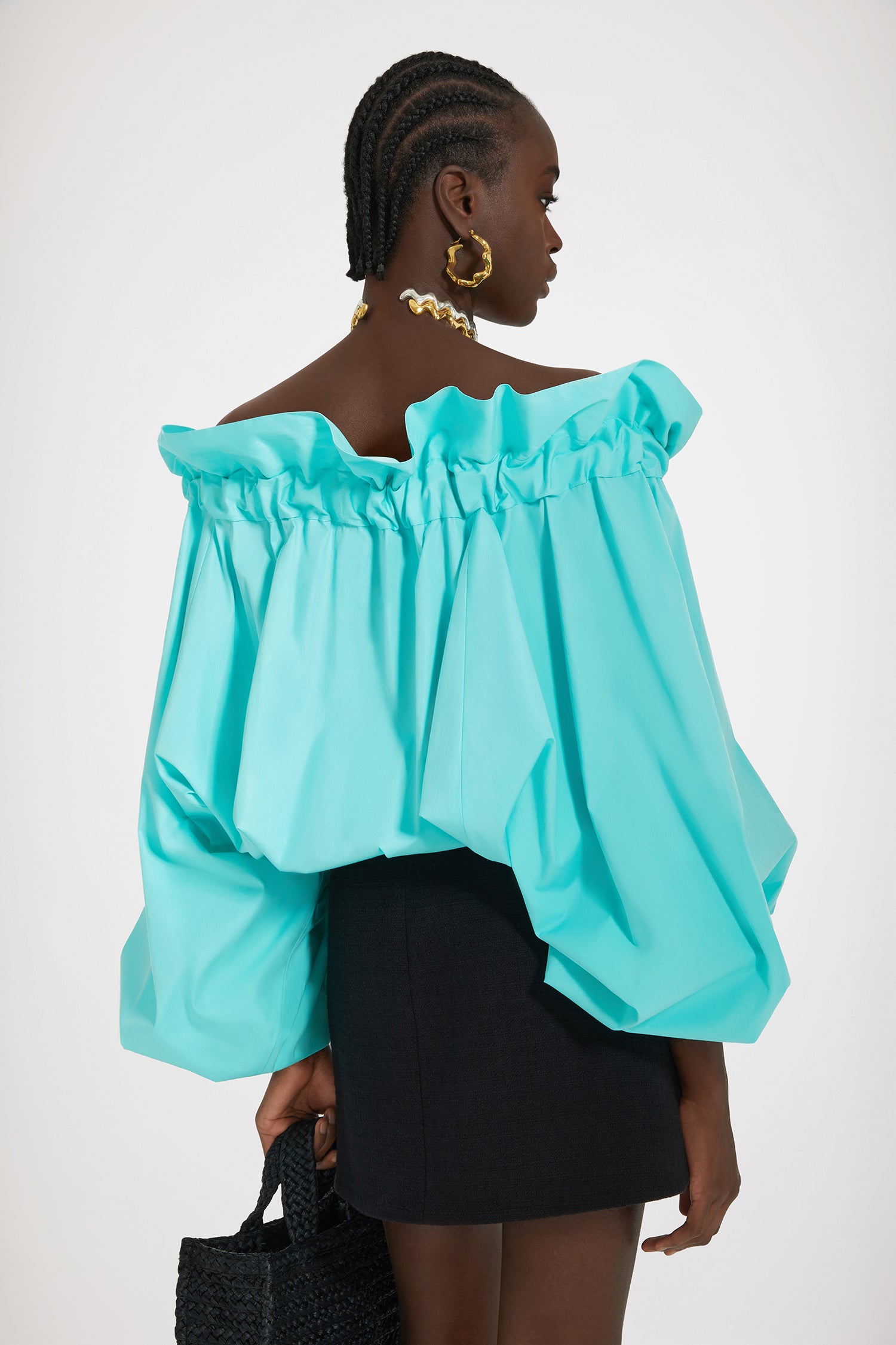 Patou TO017 top coton vert menthe col cordon