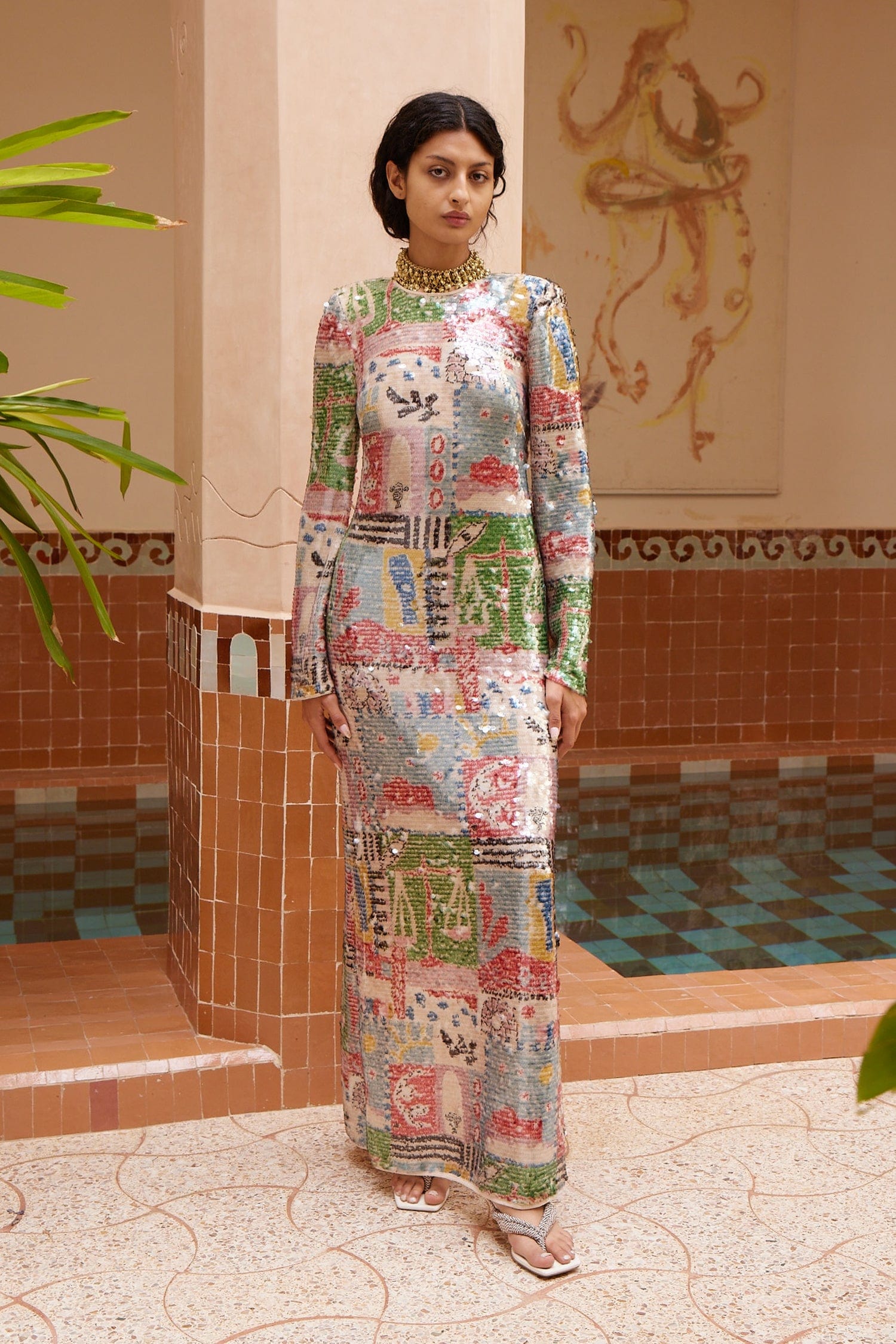 Alemäis Lumira Sequin robe longue sequins dos nu