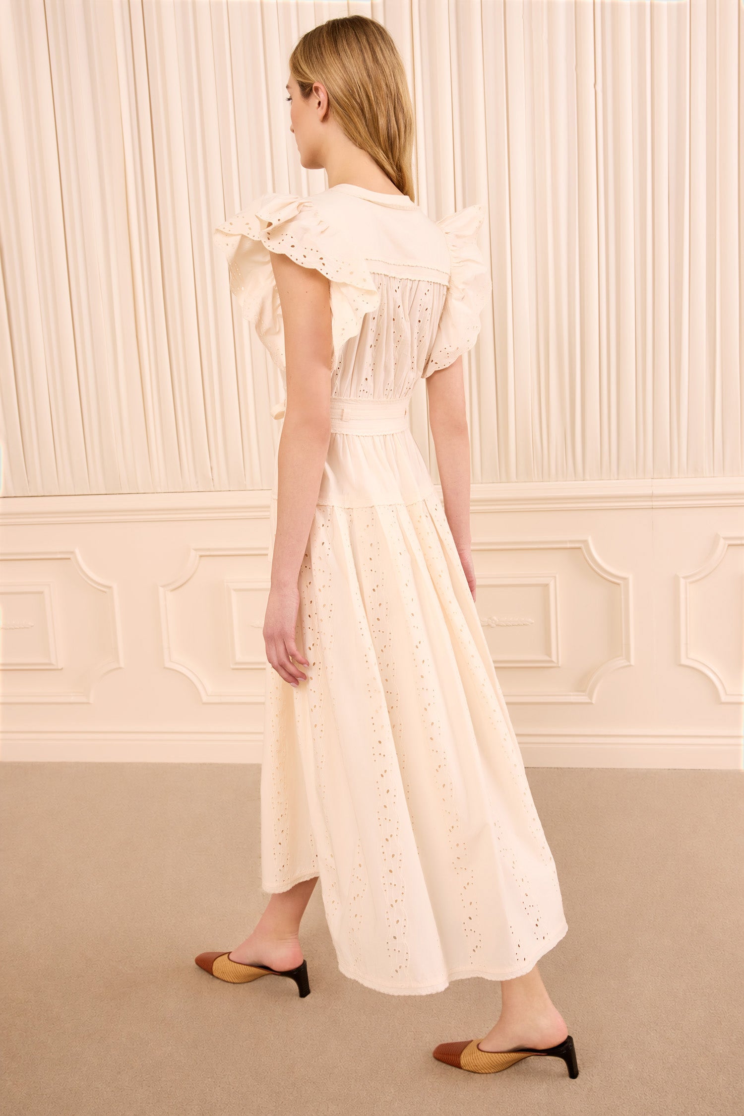Ulla Johnson Dani FA260140 robe coton ivoire midi