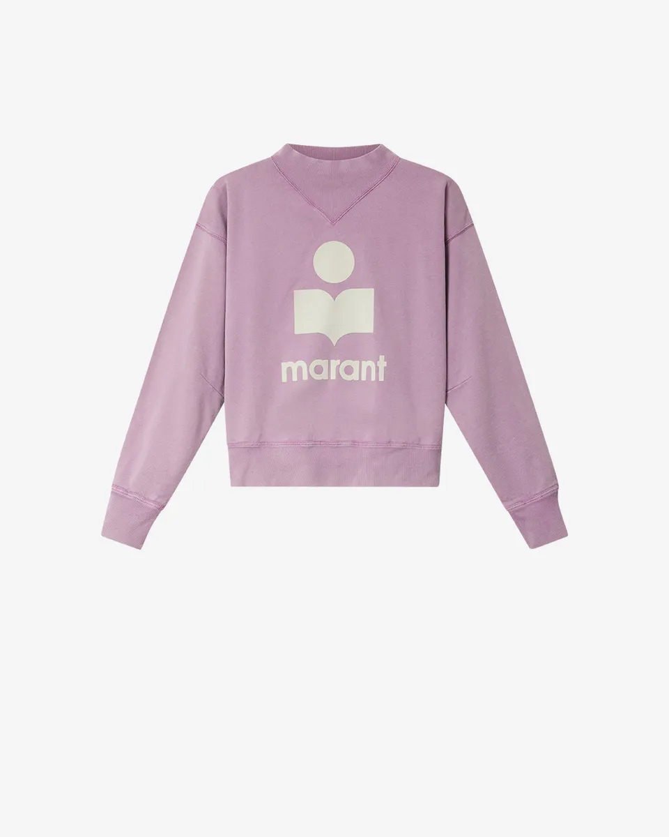 Isabel Marant Moby sweatshirt coton rose ecru col montant