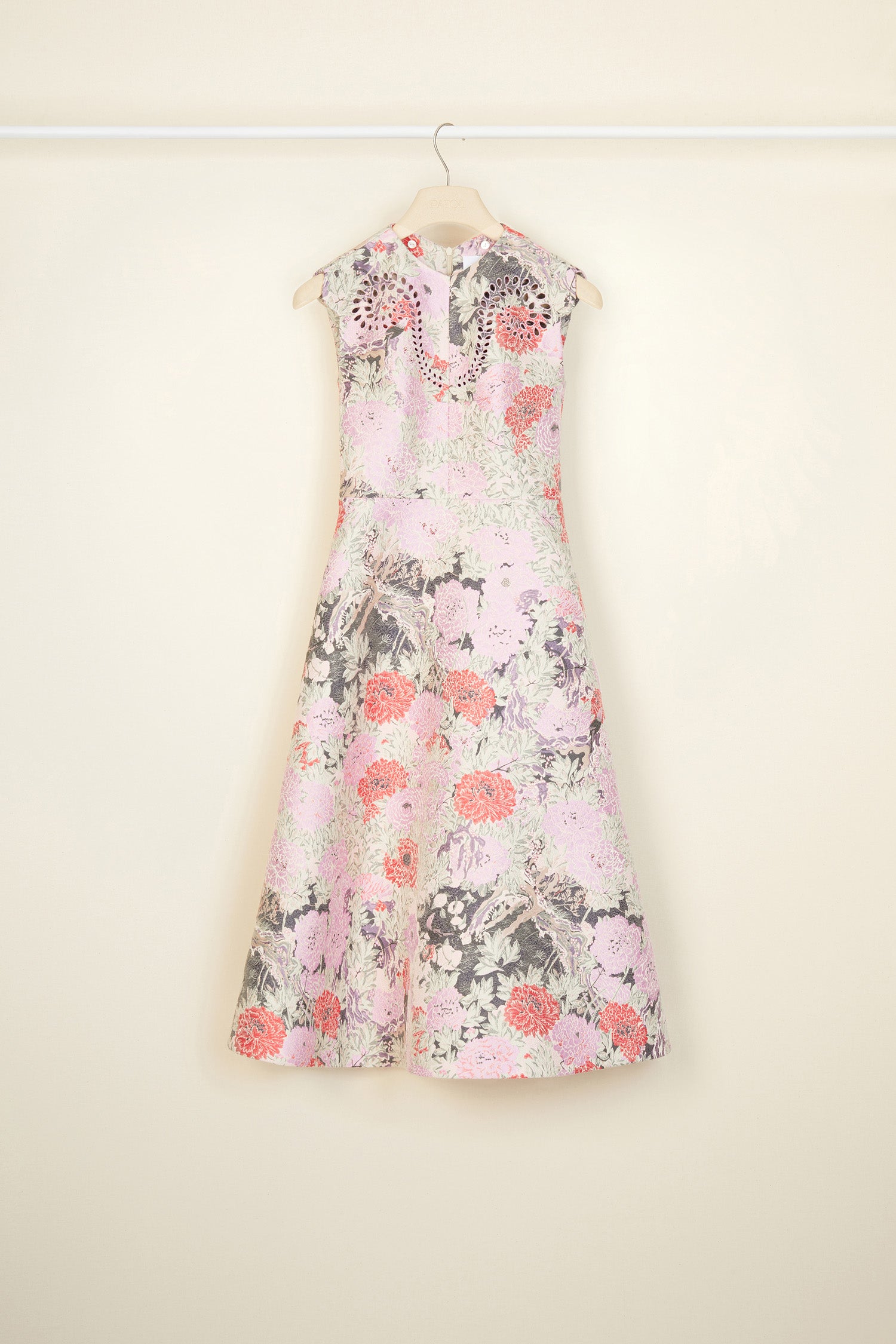 Patou DR063 robe midi jacquard birds peonies
