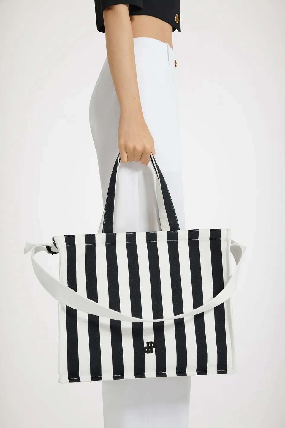 Patou Bags P24AC04501745960 tote toile rayé noir TU