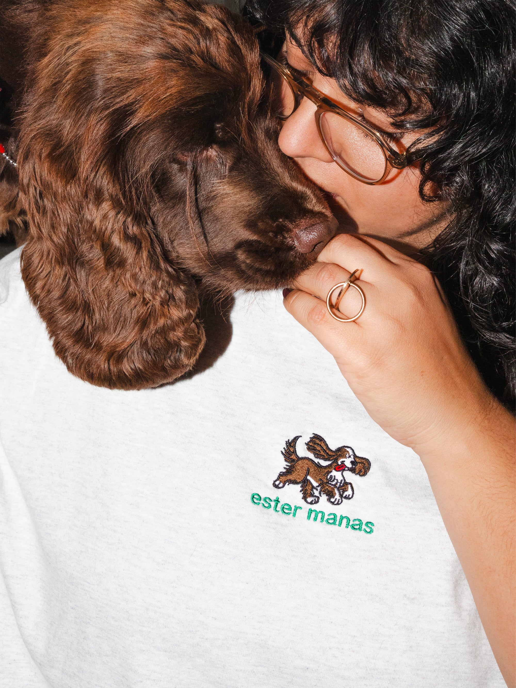 Ester Manas Everydoggy T-shirt coton gris cendre brodé