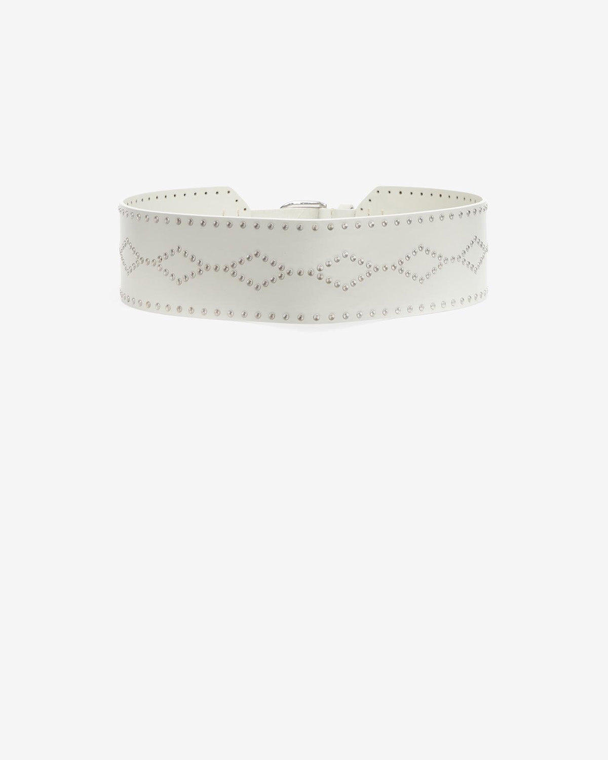 Isabel Marant Lucie ceinture cuir écru-argenté cloutée