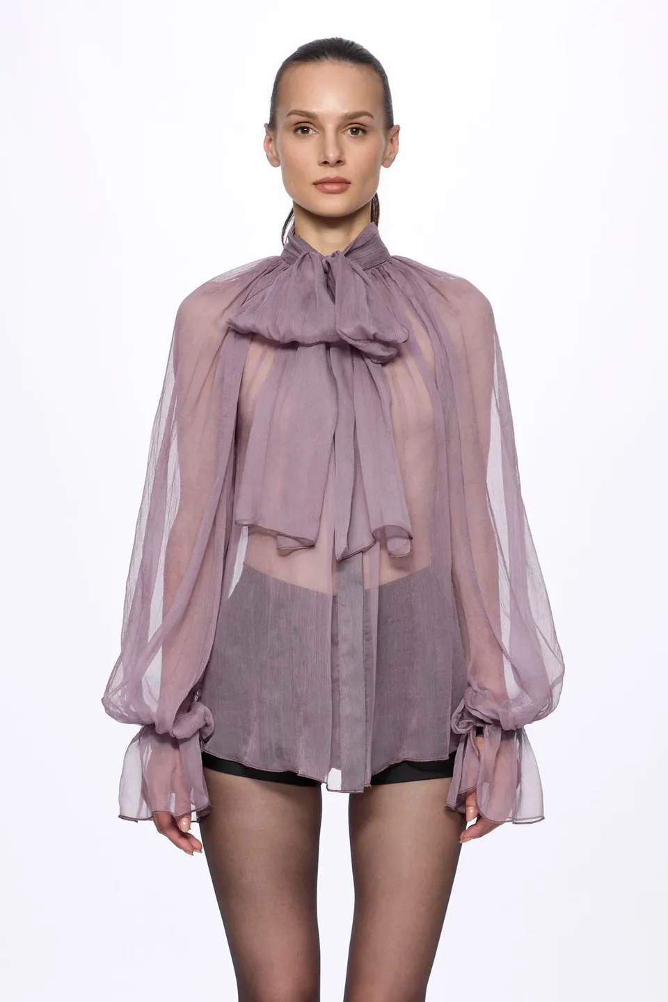 ATU Body Couture Silk chemisier lavande soie foulard