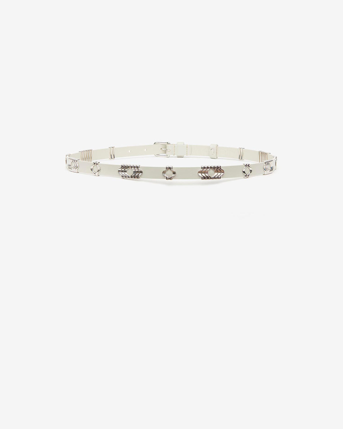 Isabel Marant Odena ceinture cuir écru-argenté 1,5 cm