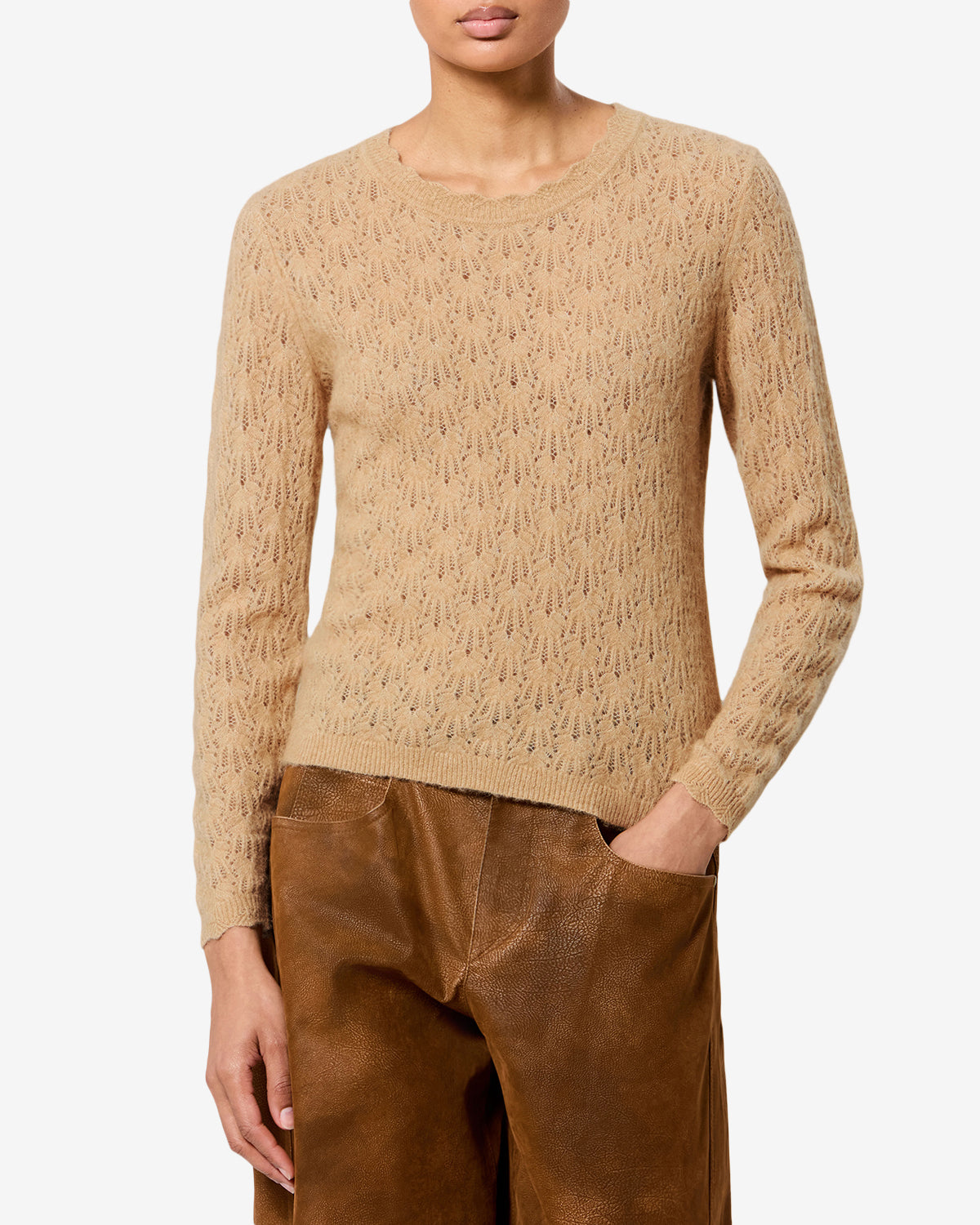 Isabel Marant Obeline pull alpaga ajouré camel