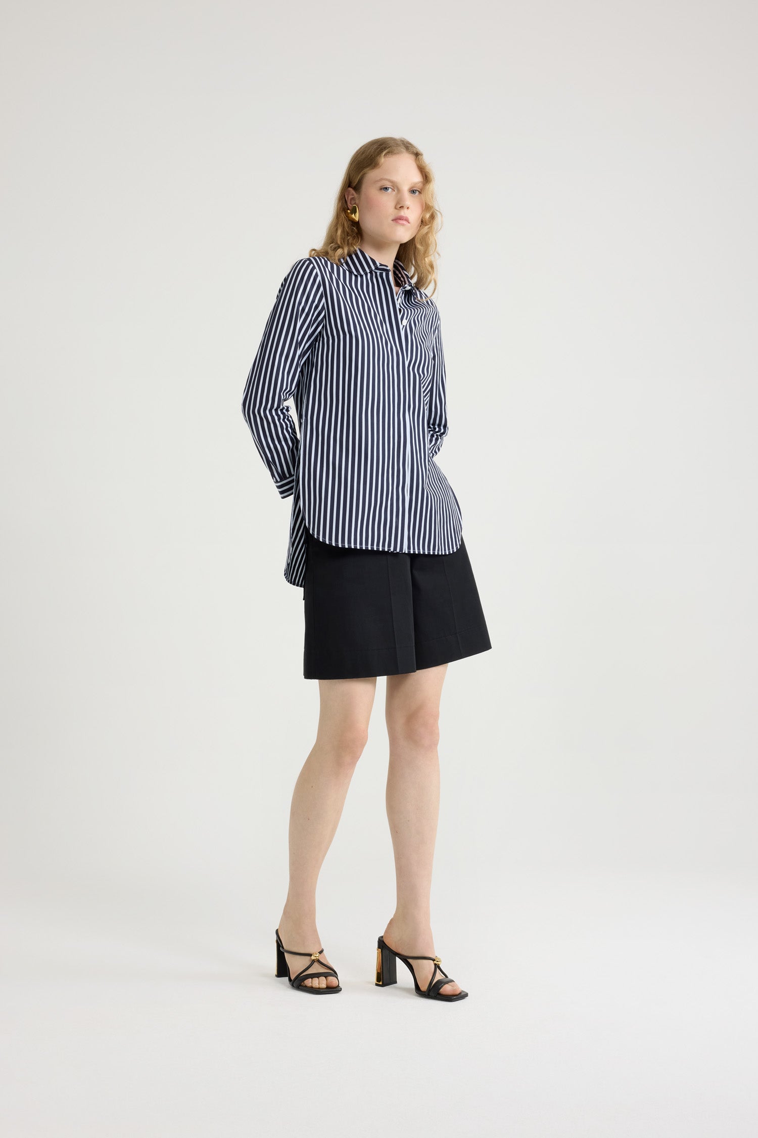 Patou BL039 chemise marine rayée popeline coton bio