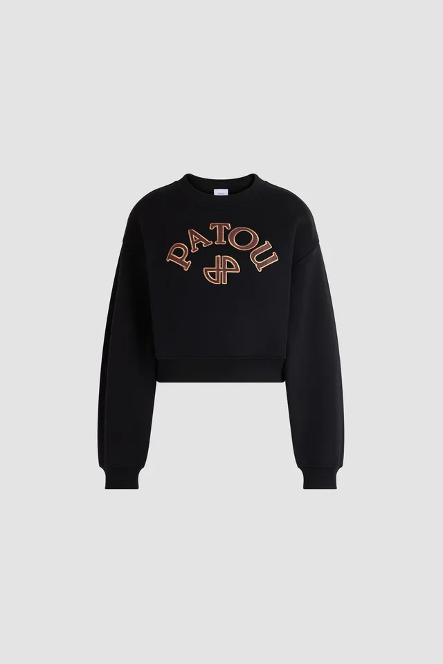 Patou H26JE281 sweat court noir logo coton bio