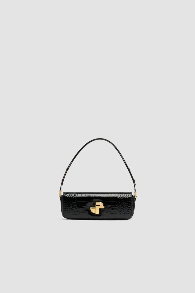 Patou H25BA0205044999B sac cuir croco noir Le Lock