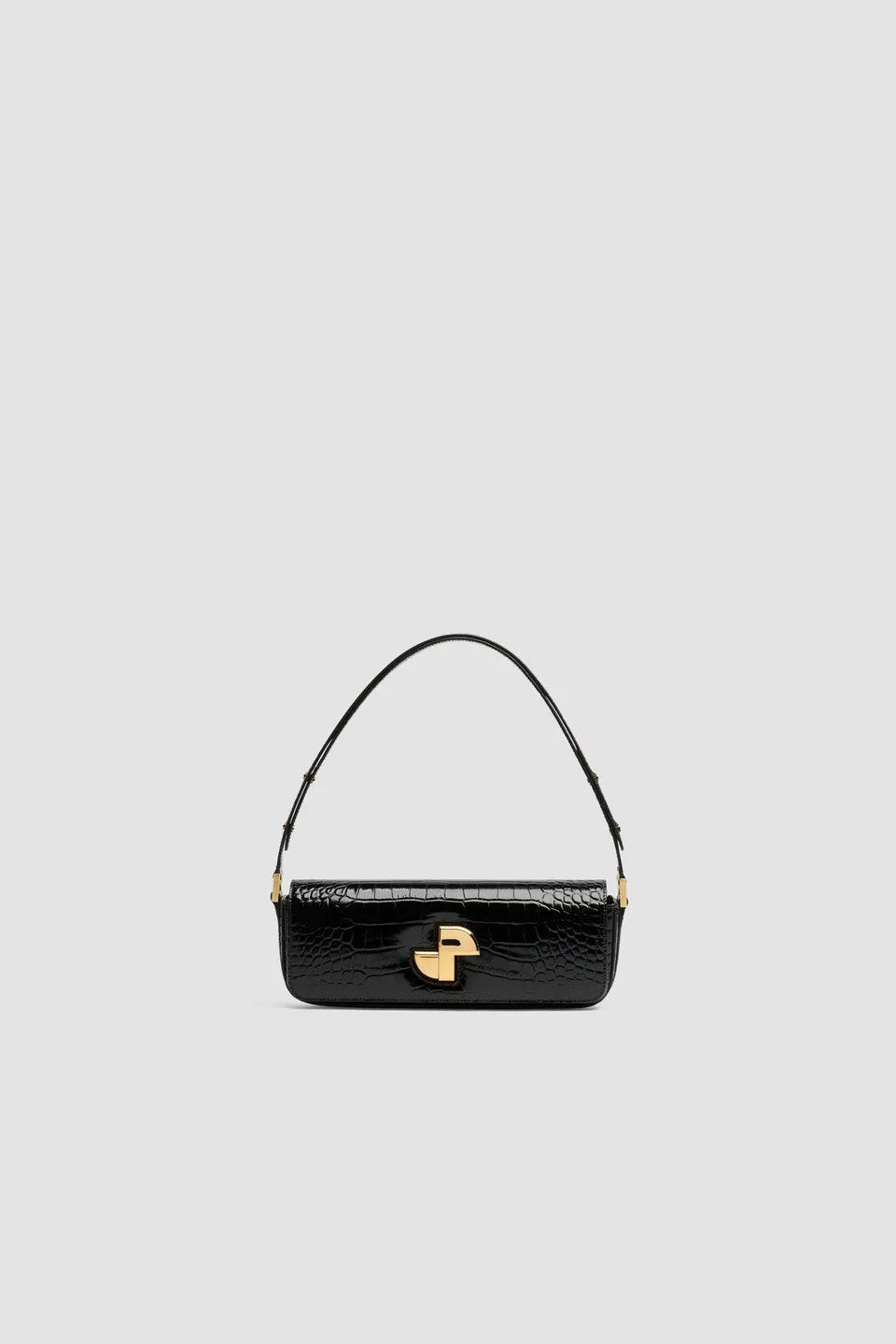 Patou H25BA0205044999B sac cuir croco noir Le Lock
