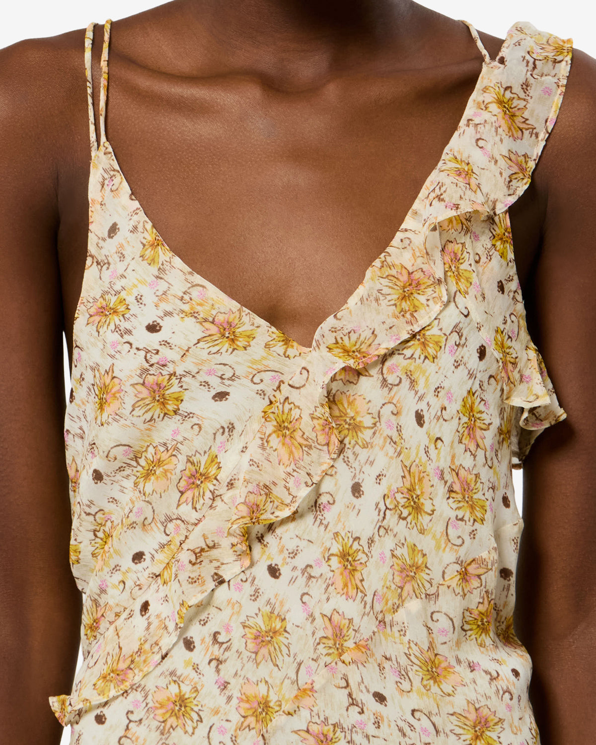 Isabel Marant Luxie robe longue jaune écru fleurie