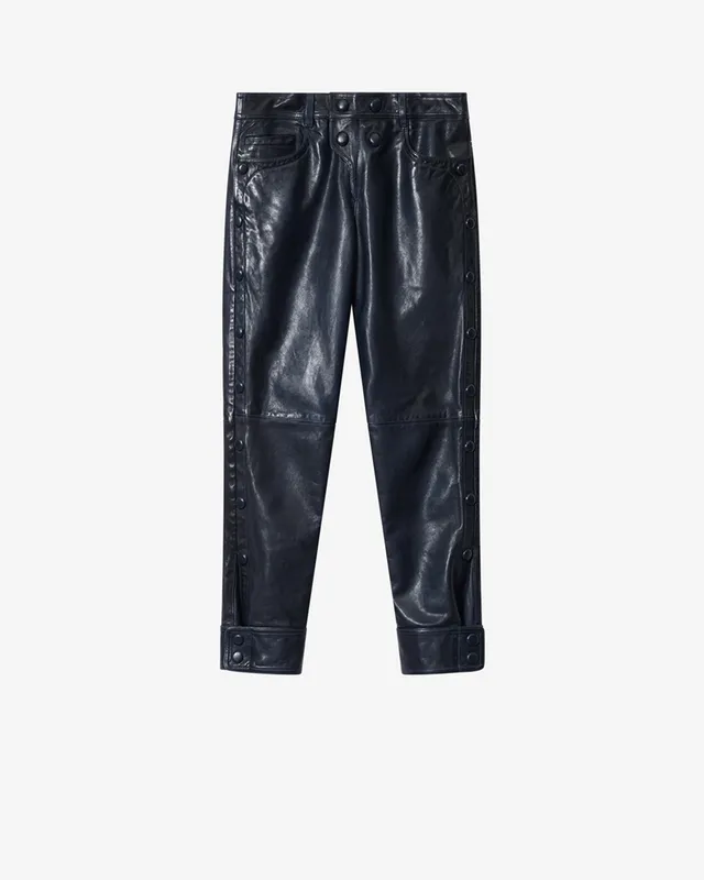 Isabel Marant Rolinda pantalon cuir bleu marine droit