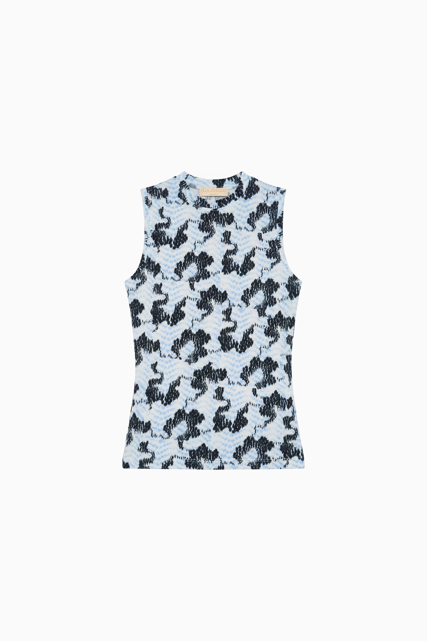 Ulla Johnson Ines Top Jersey Ciel Haut Bleu Imprimé