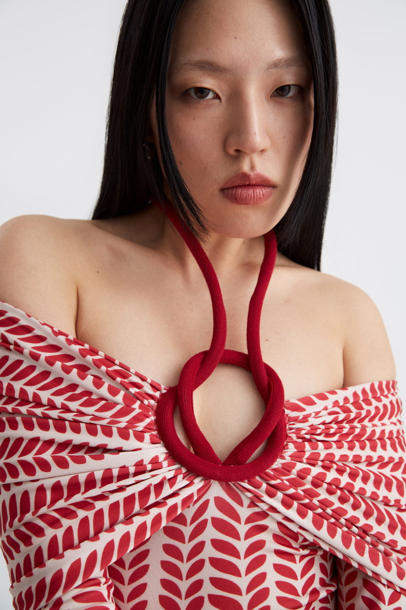 ATU Body Couture Braided Dress robe longue rouge taille S