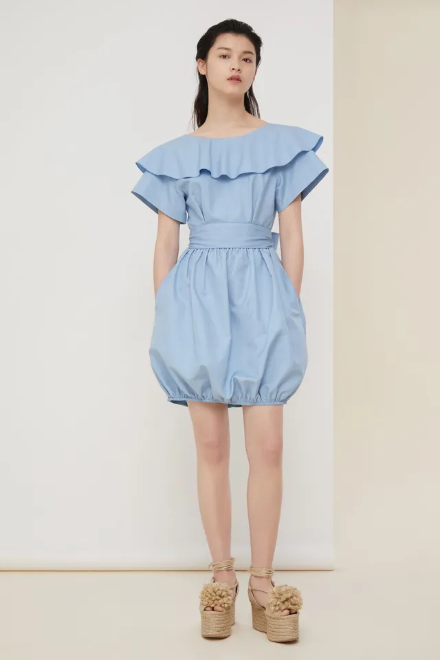 Patou E20DR0540044603B robe bubble blueberry coton 34-42