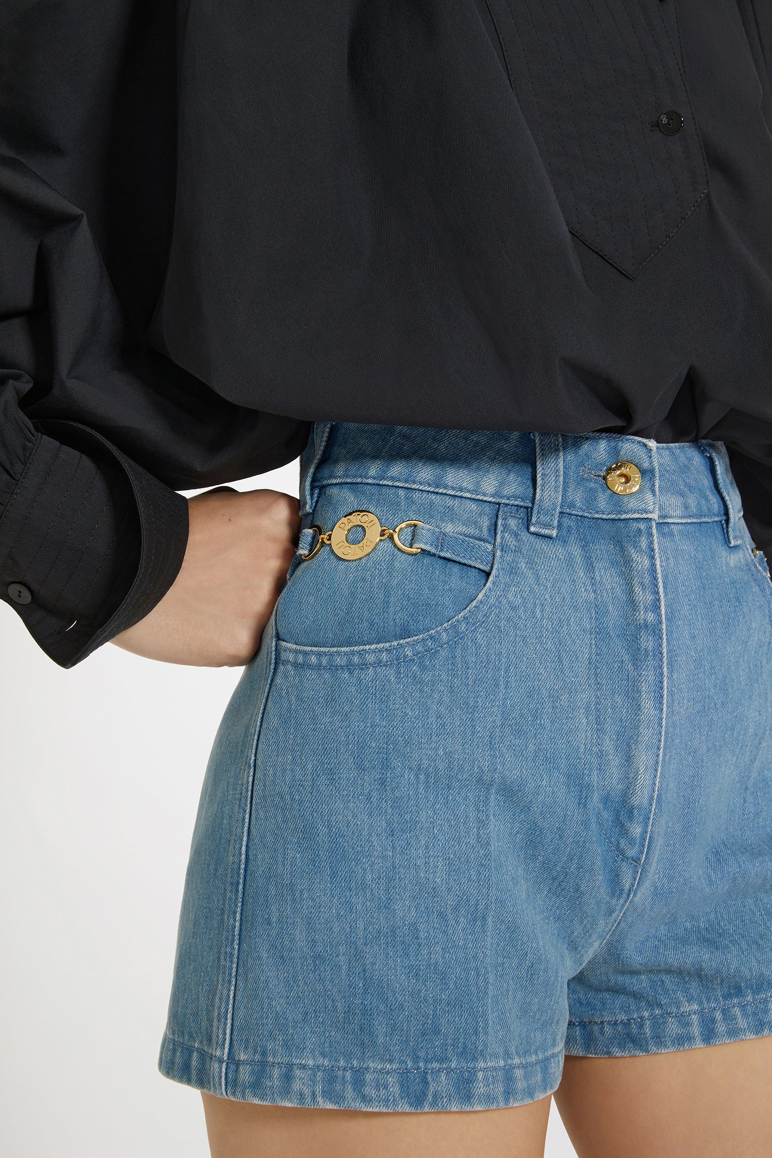 Patou TR035 mini short jean coton Ice Blue