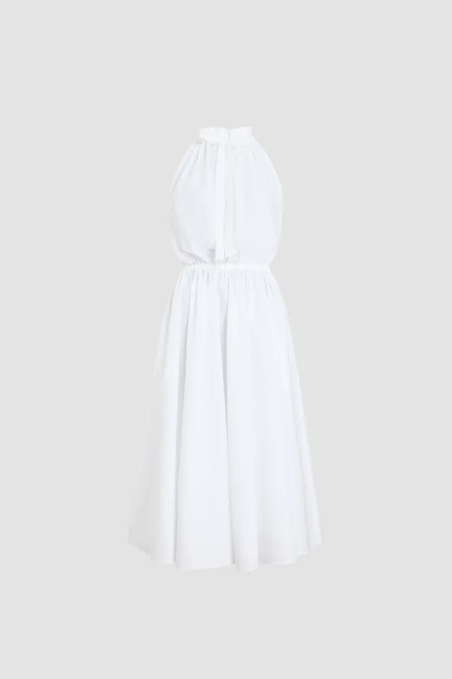 Patou DR247 Robe Midi Coton Bio Blanc Col Montant 34-44
