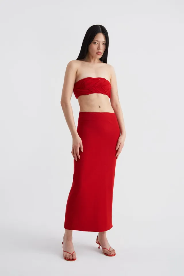 ATU Body Couture Sequins and Feathers Significant Skirt jupe rouge S