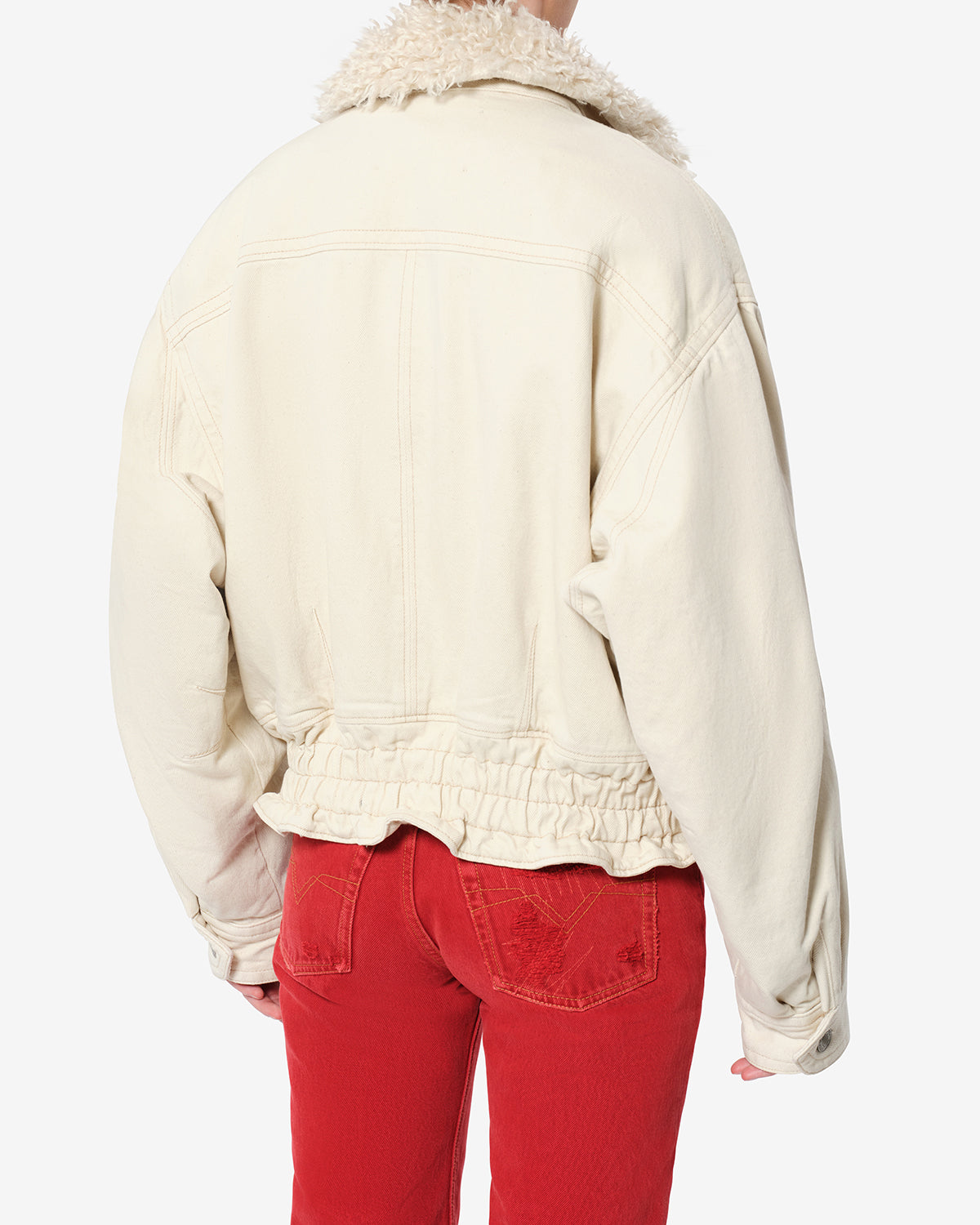 Isabel Marant Valineo veste écru denim col fourrure
