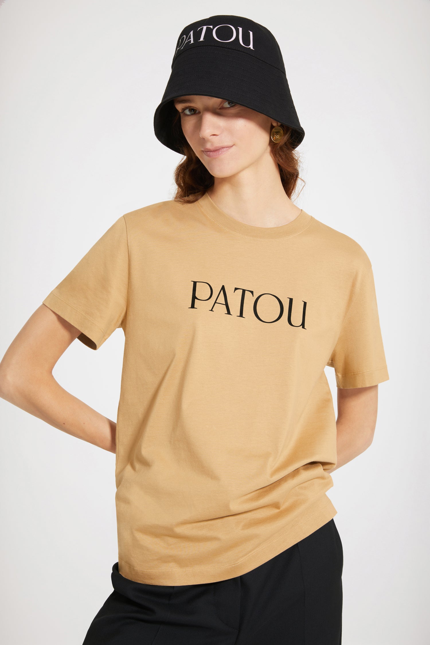 Patou JE029 logo t-shirt tee-shirt coton bio chestnut
