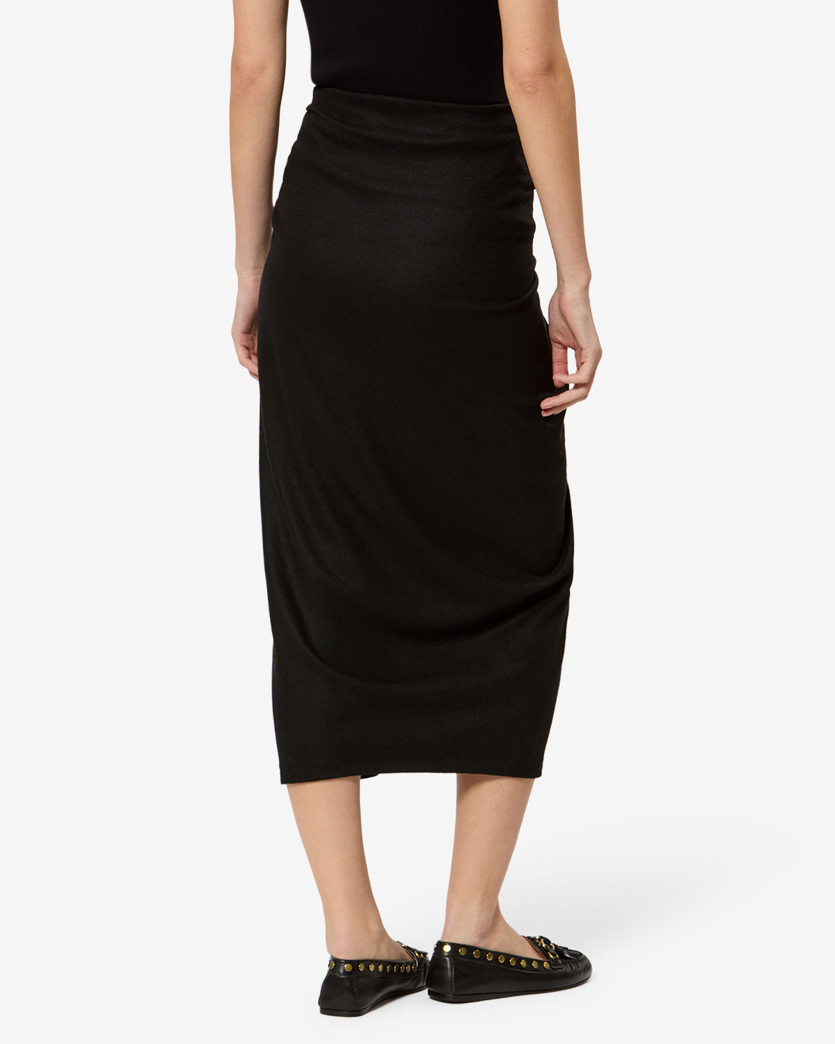 Isabel Marant Jeldia jupe midi noire jersey drapée