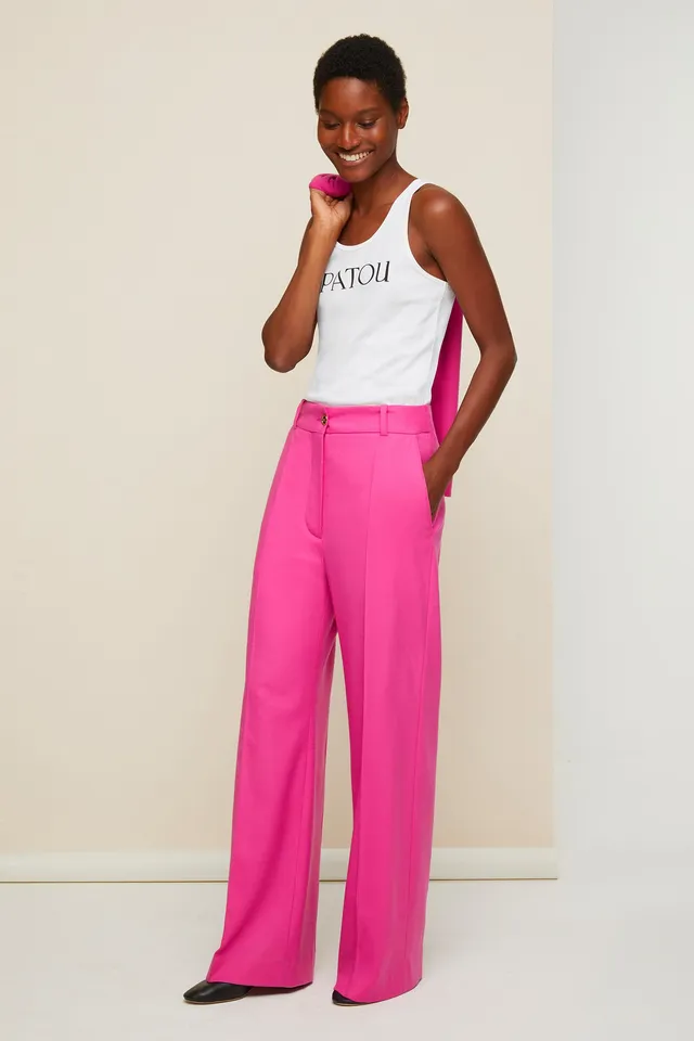 Patou TR002 pantalon droit framboise laine vierge