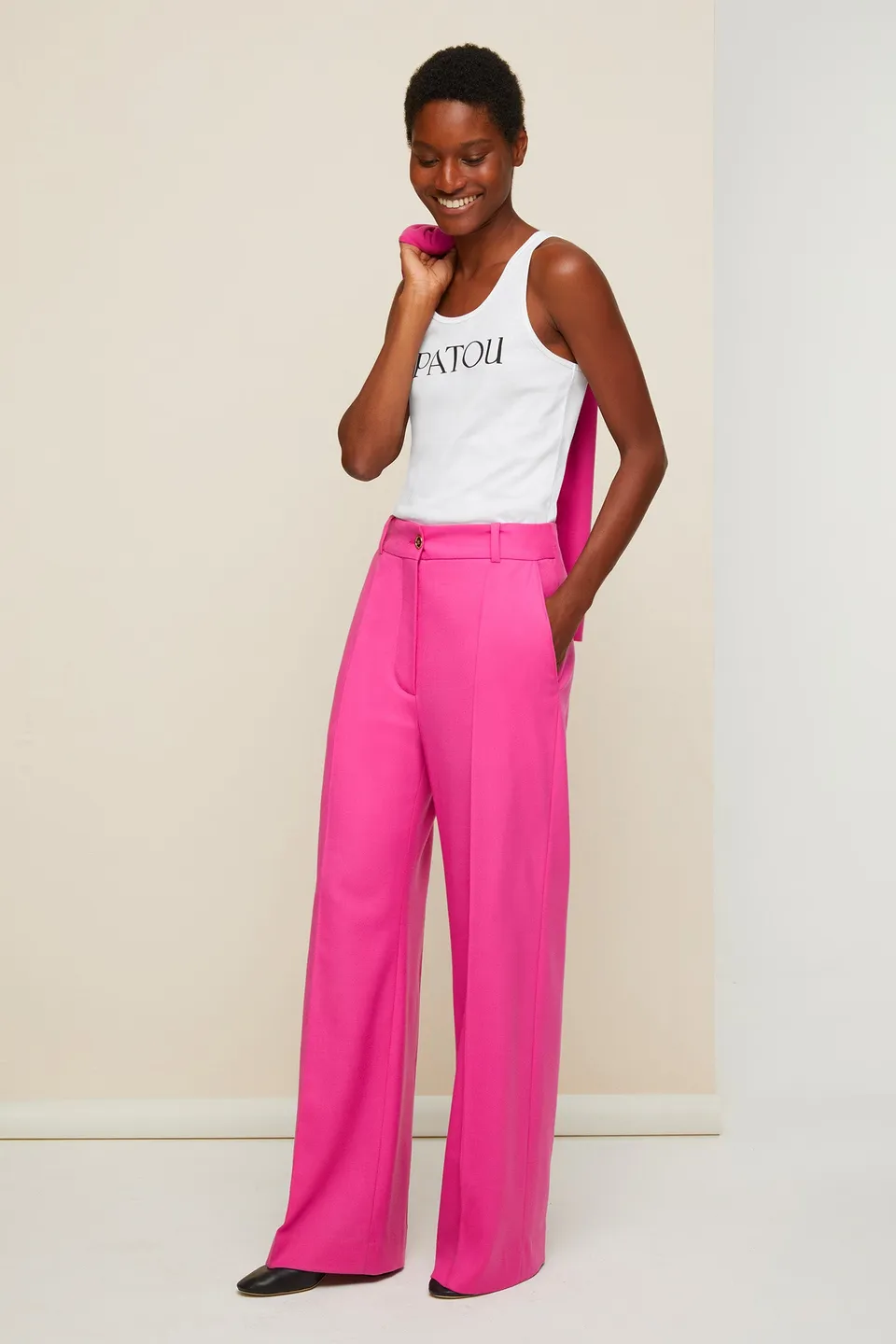 Patou TR002 pantalon droit framboise laine vierge