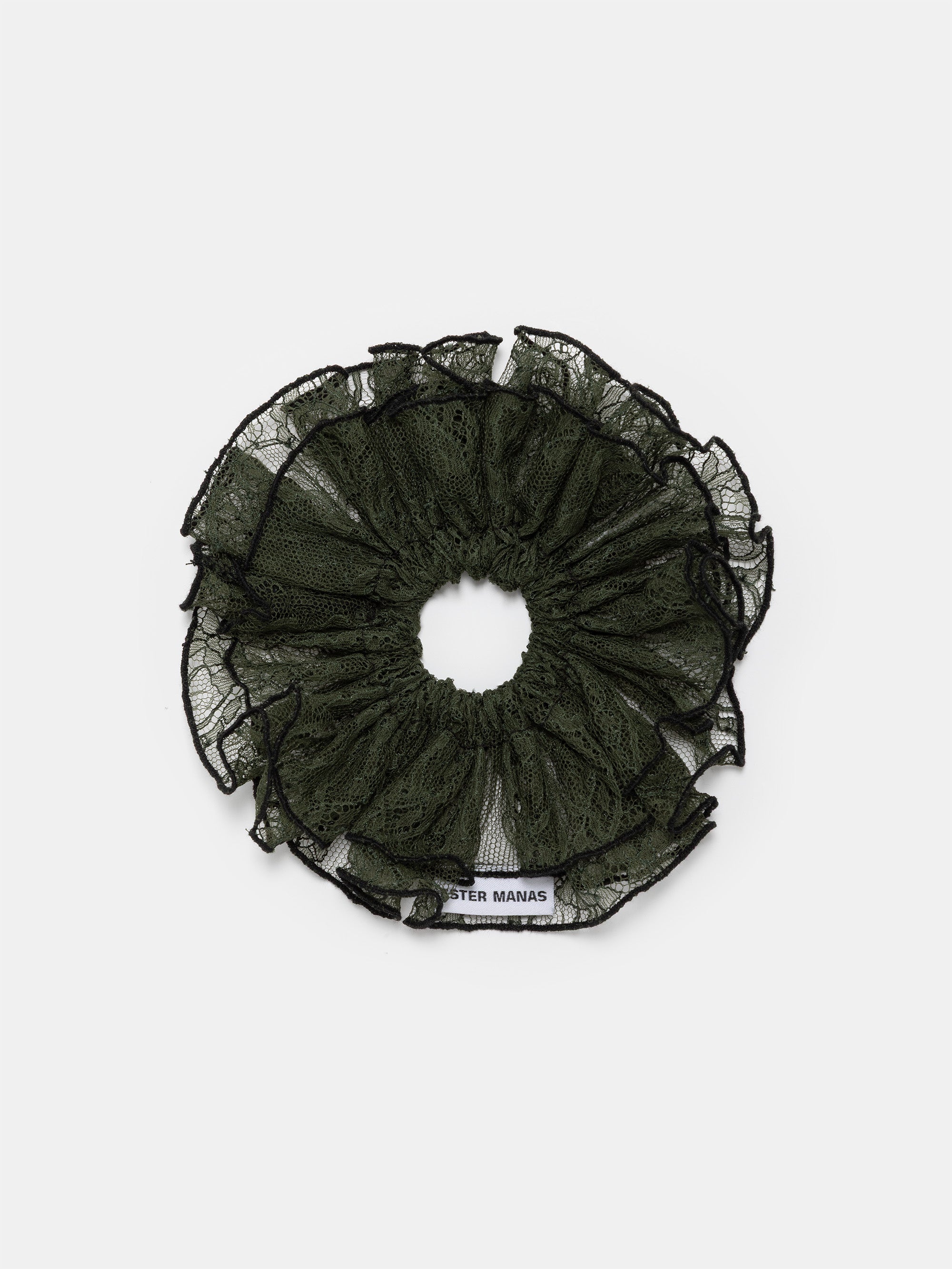Ester Manas Scrunchies Olive Ruffled Chouchou dentelle olive