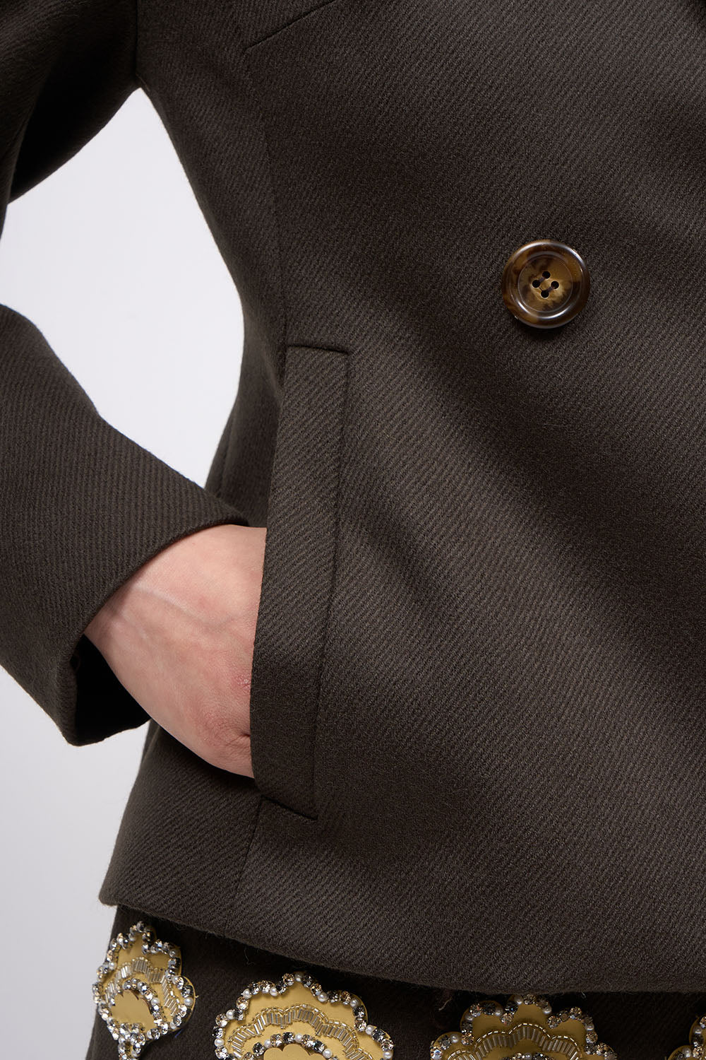 PAUL & JOE LOU veste courte cintrée twill laine jaune