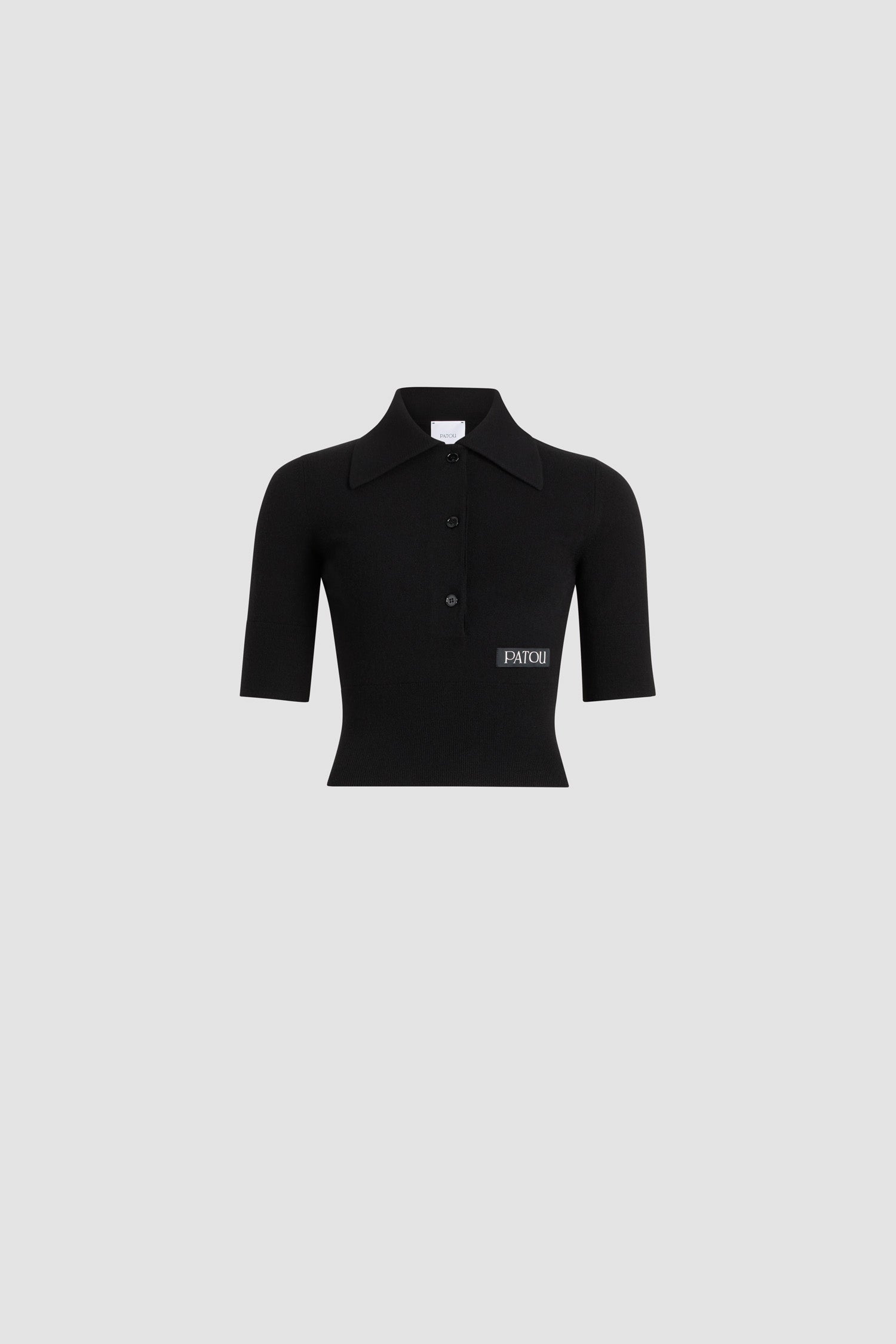 Patou polo KN305 laine cachemire noir ajusté