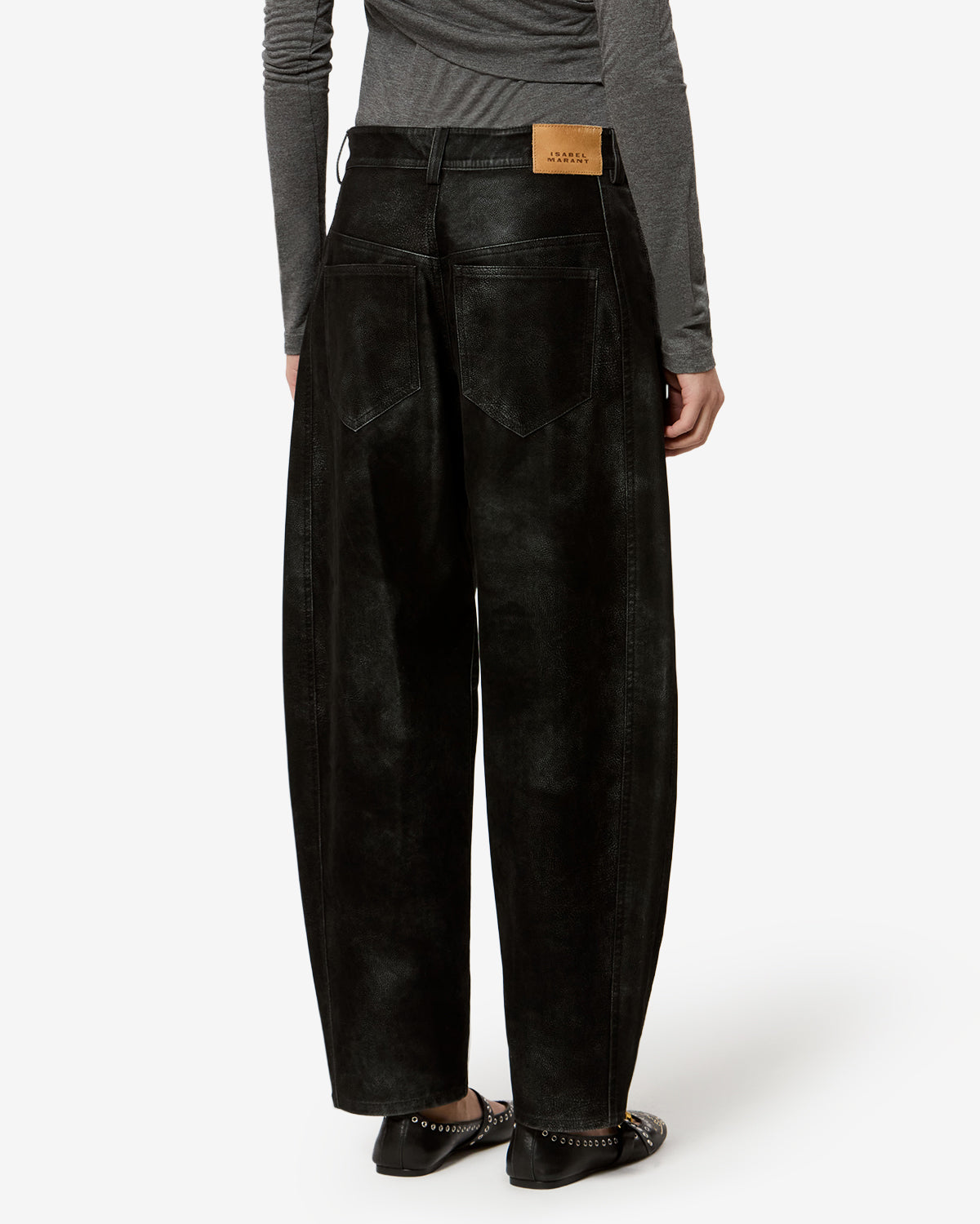 Isabel Marant Belky PA0780FA pantalon barrel noir patiné