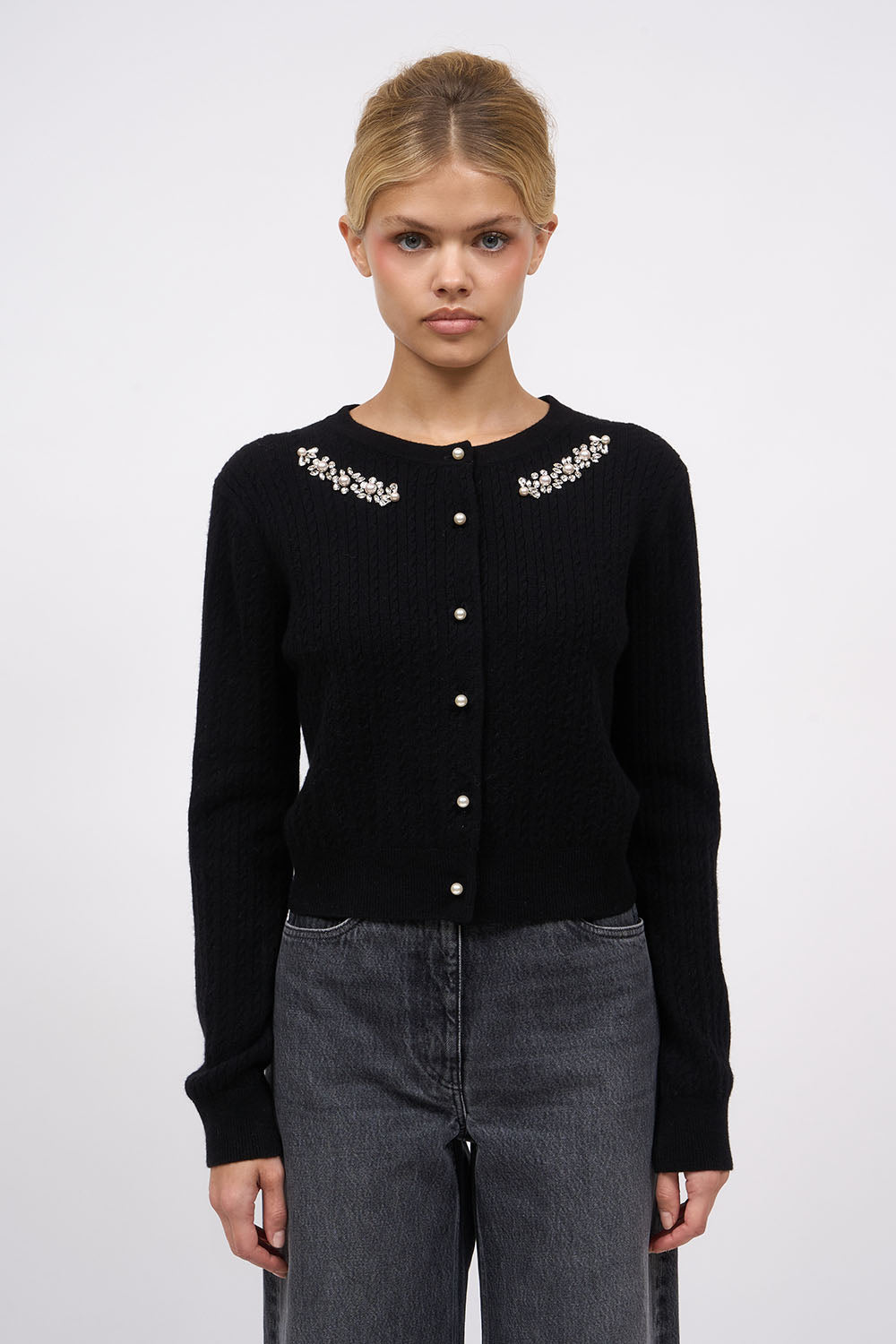 Paul & Joe Joyaux cardigan noir cachemire brodé main
