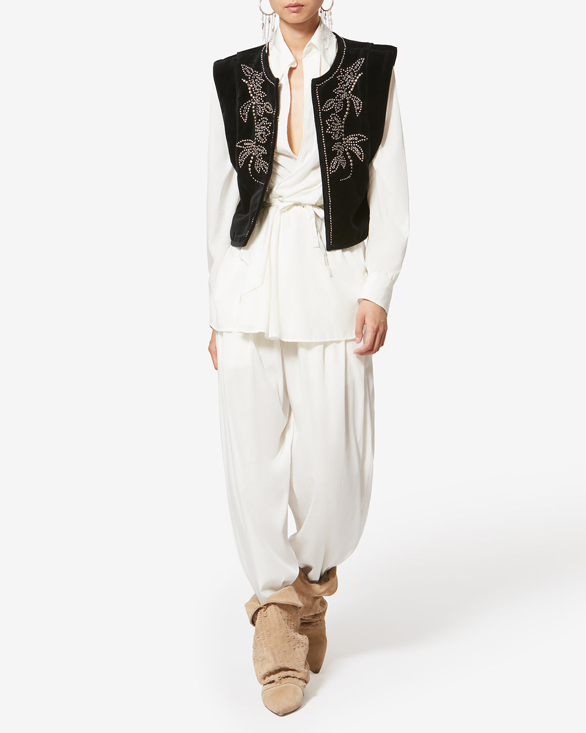 Isabel Marant Inaya pantalon large blanc effet baroudeur