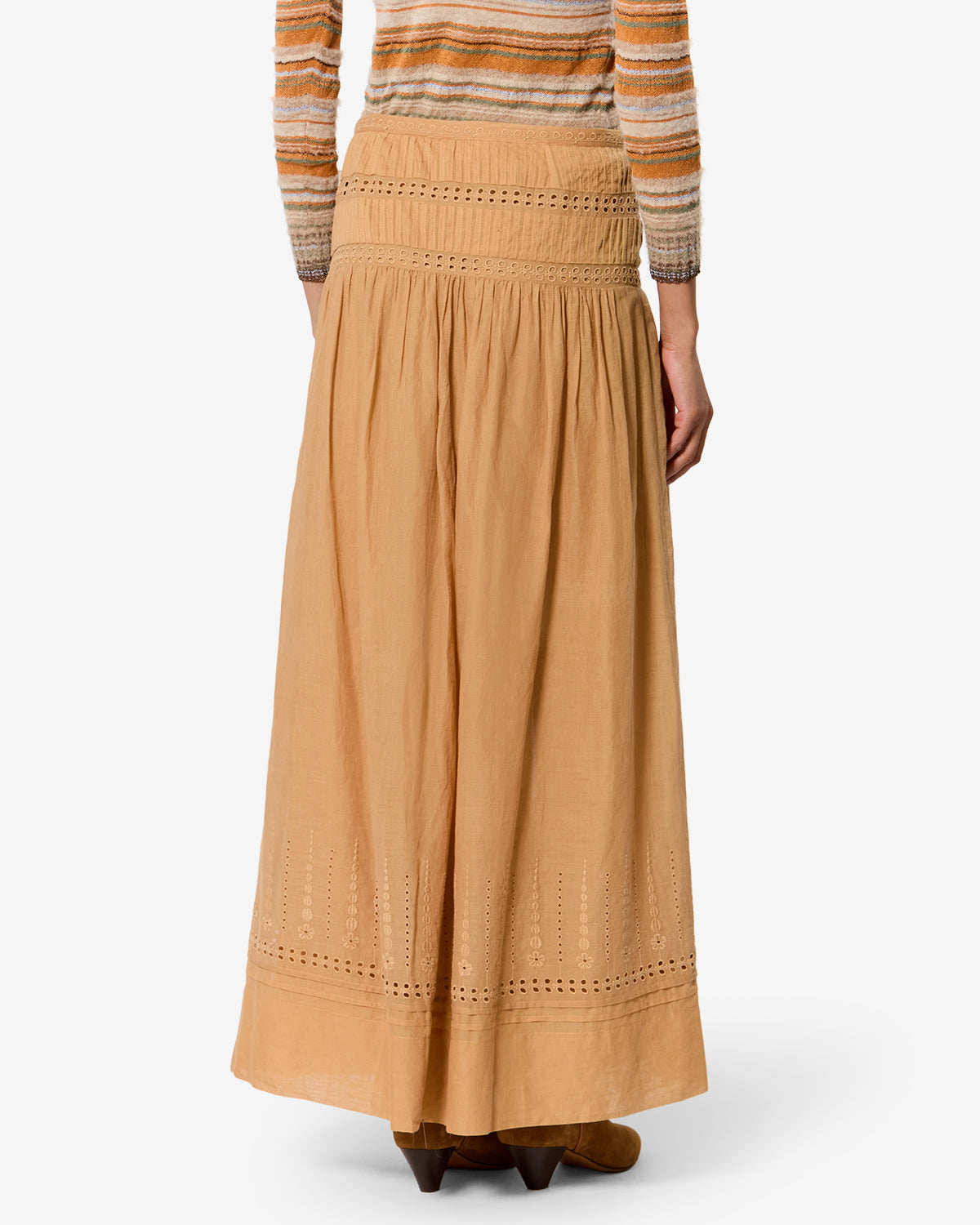 Isabel Marant Lorraine JU0526FA jupe longue caramel brodée