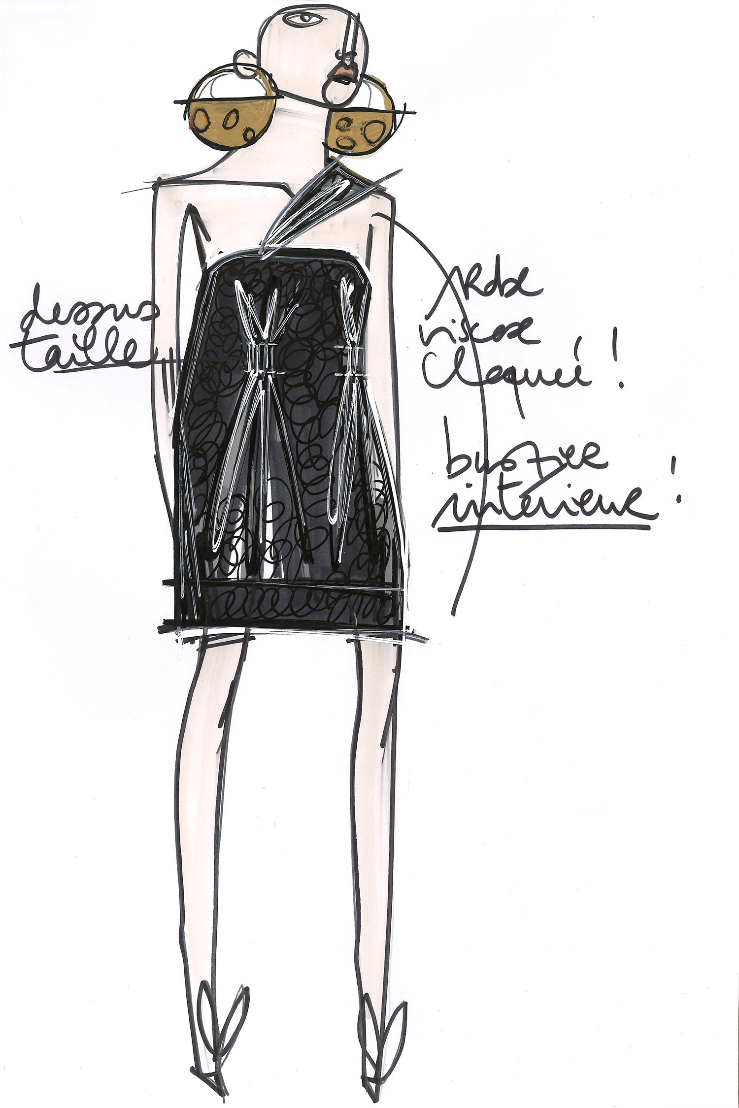 Patou E20DR0400049 robe noire asymétrique une-épaule