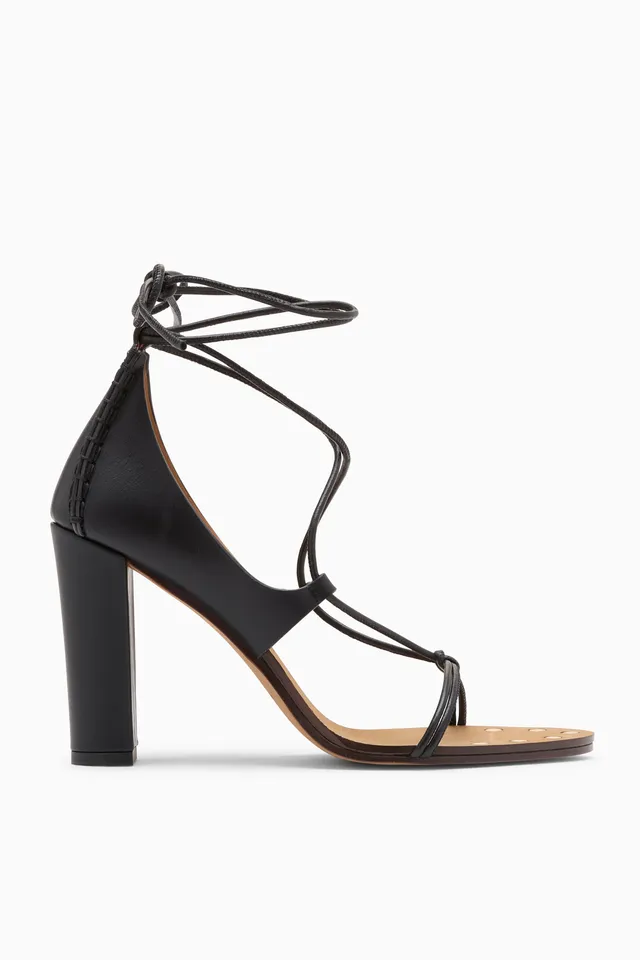 Ulla Johnson Aves Sandale Noir cuir talon 95 mm