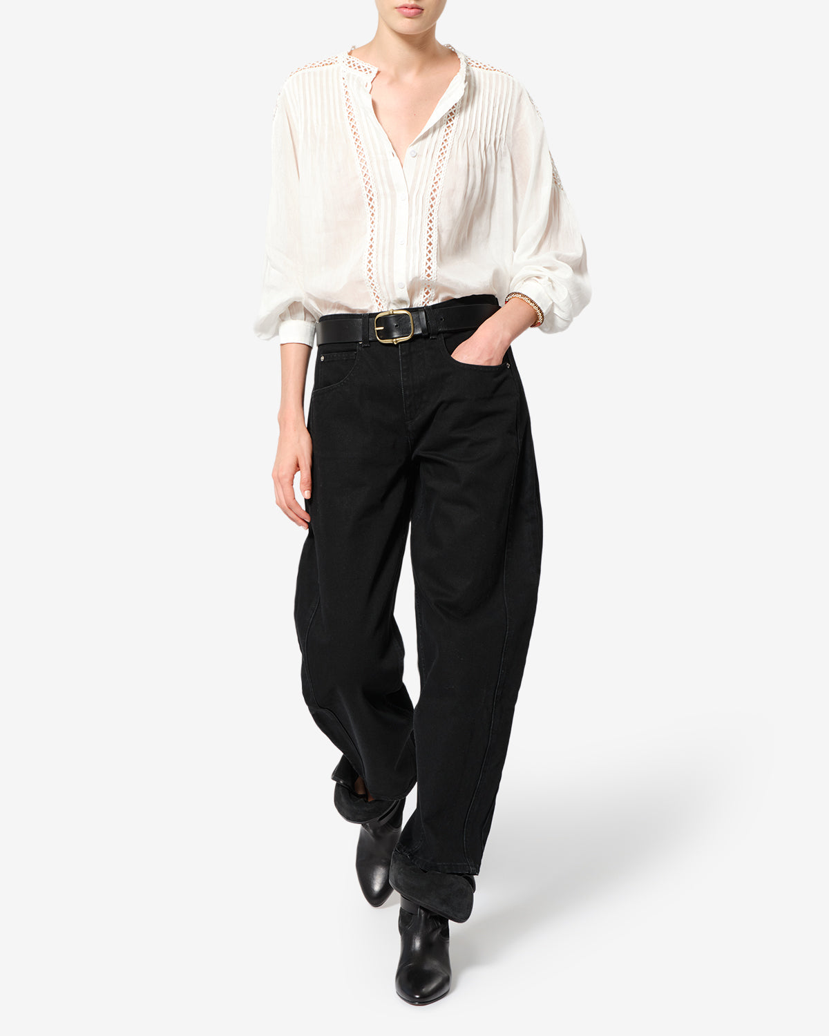 Isabel Marant Oriane jean noir délavé coupe barrel