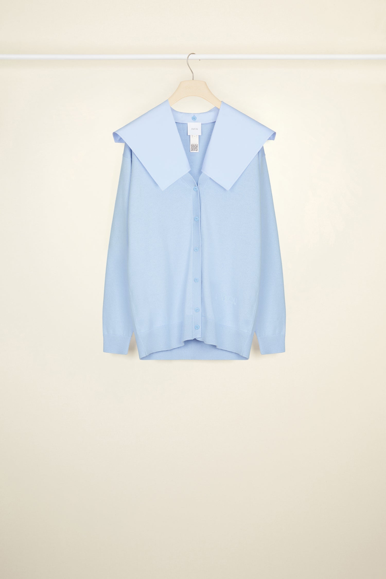 Patou Knitwear KN0718047626B gilet laine recyclée bleu