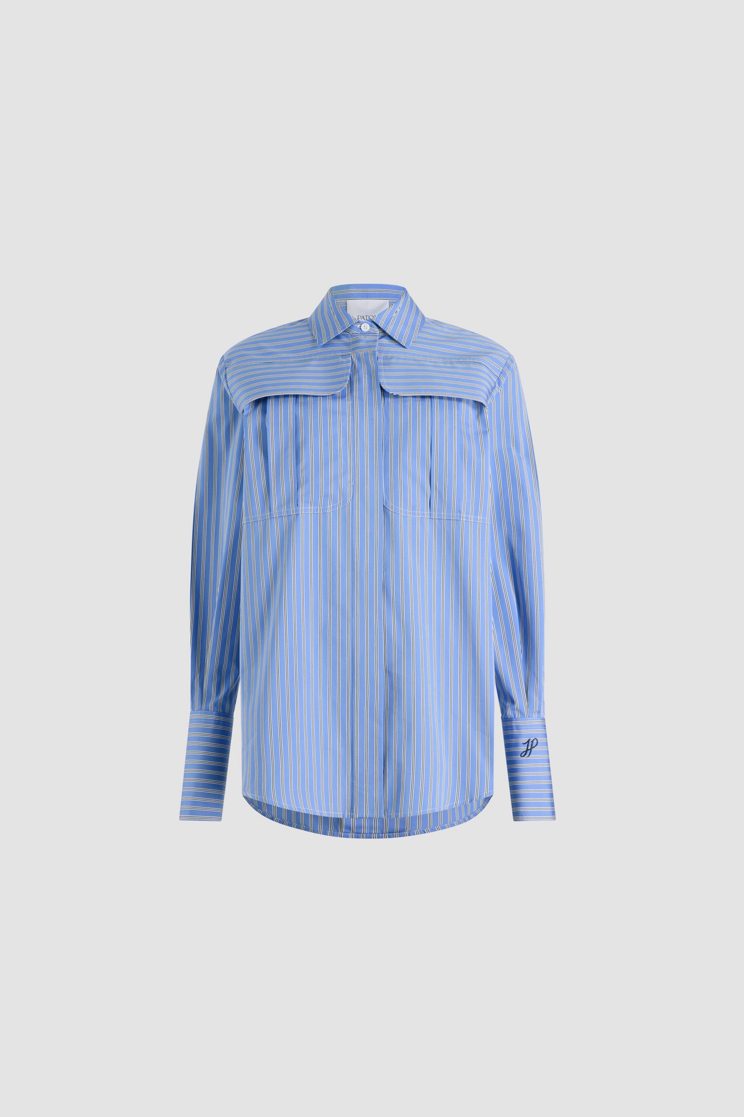 Patou BL036 chemise safari coton rayé bleu 34-44