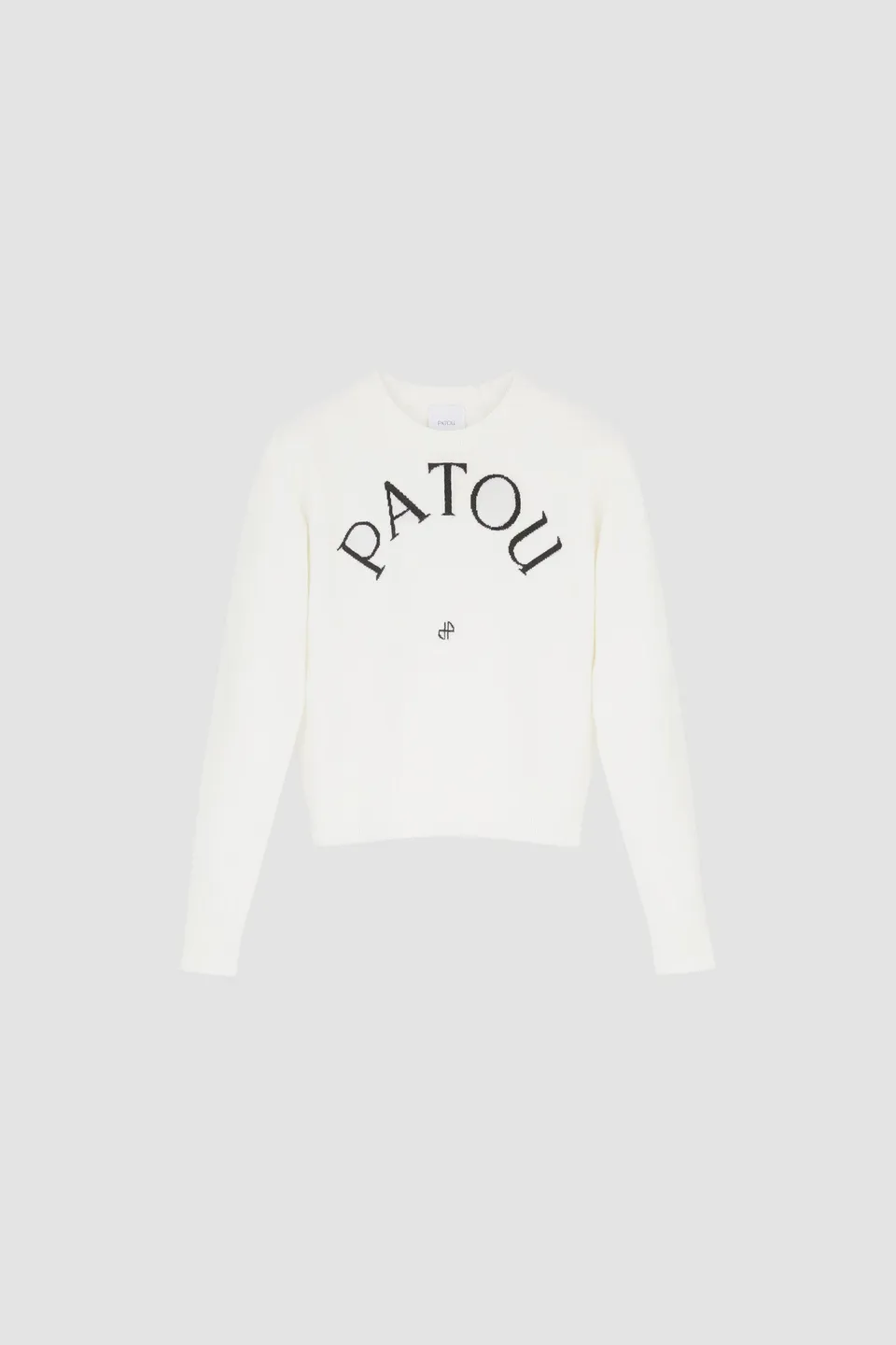 Patou H22KN1108045001W pull laine blanc col rond logo