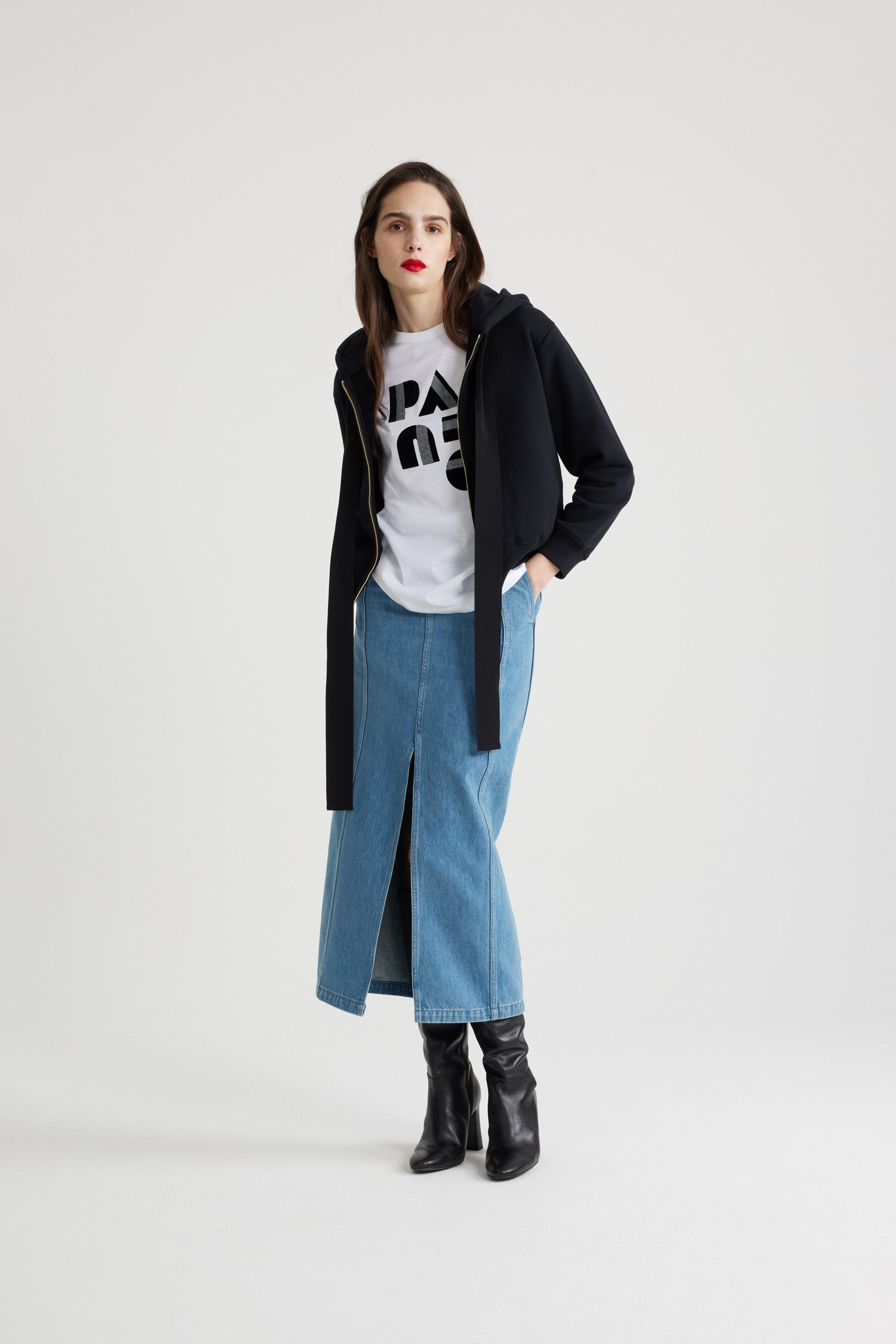Patou Sweat zippé JE007 hoodie coton bio noir
