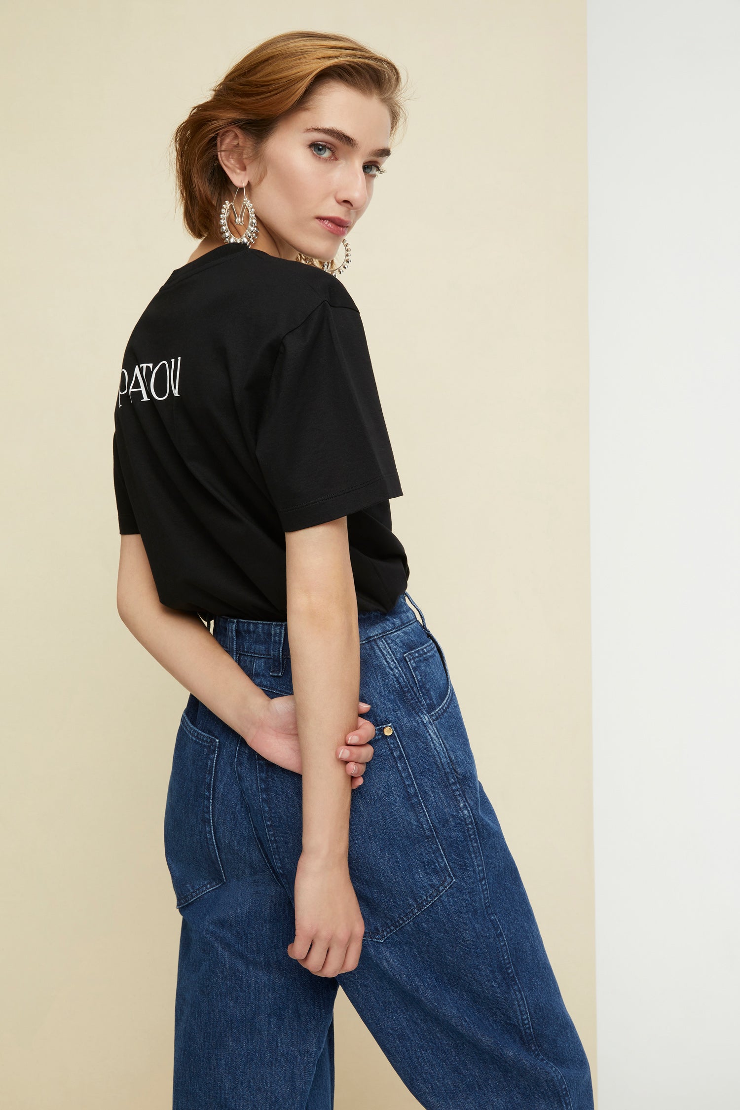 Patou T-Shirts tee coton bio noir XS-XL col rond