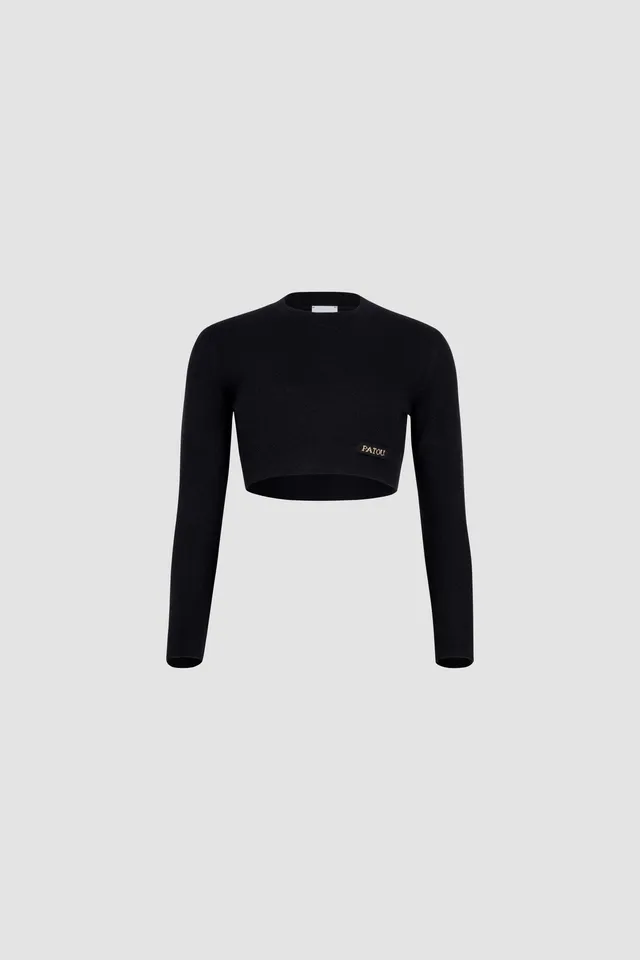 Patou KN220 pull cropped laine cachemire Noir
