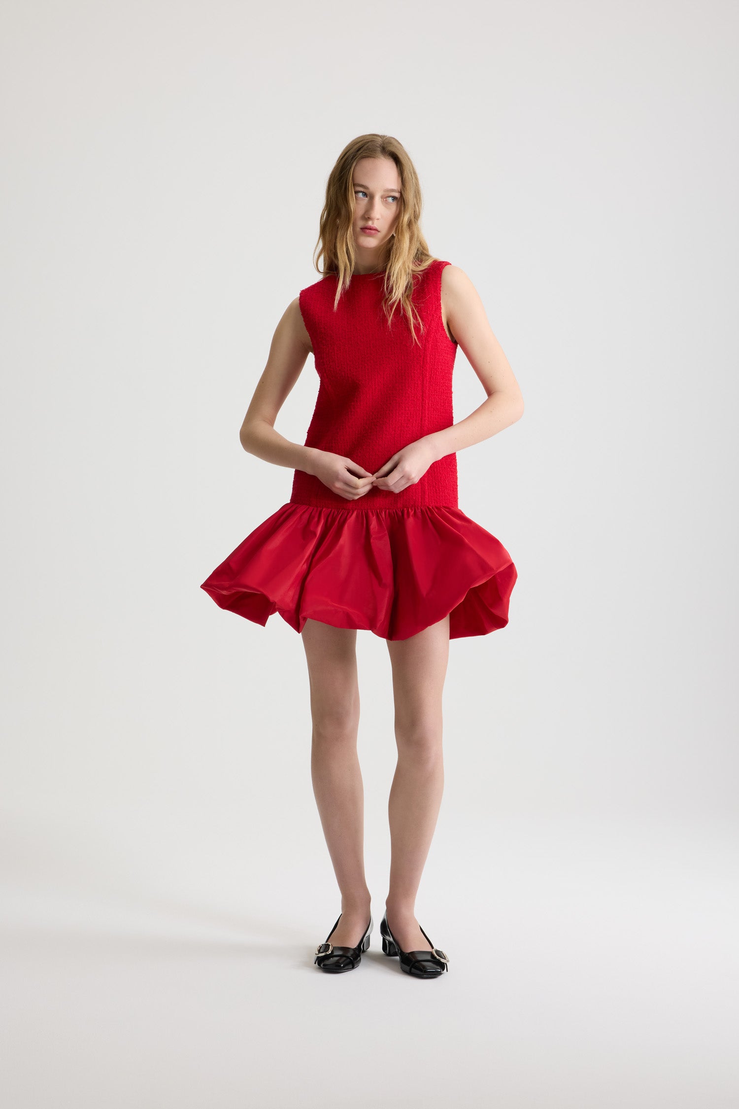 Patou H25DR2050223312R robe rouge tweed laine Scarlet
