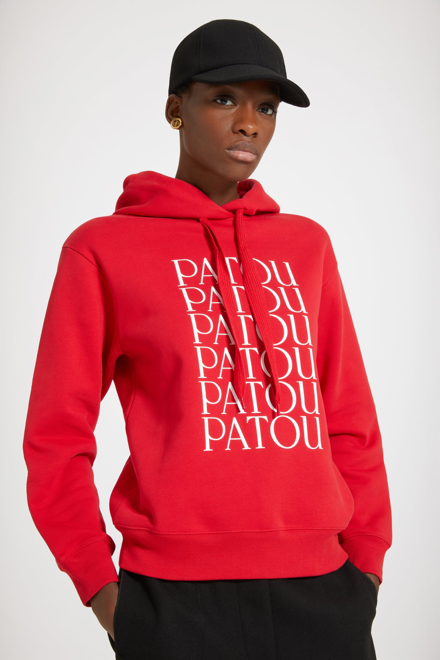 Patou Hoodie H23JE0939995306R sweat rouge coton bio