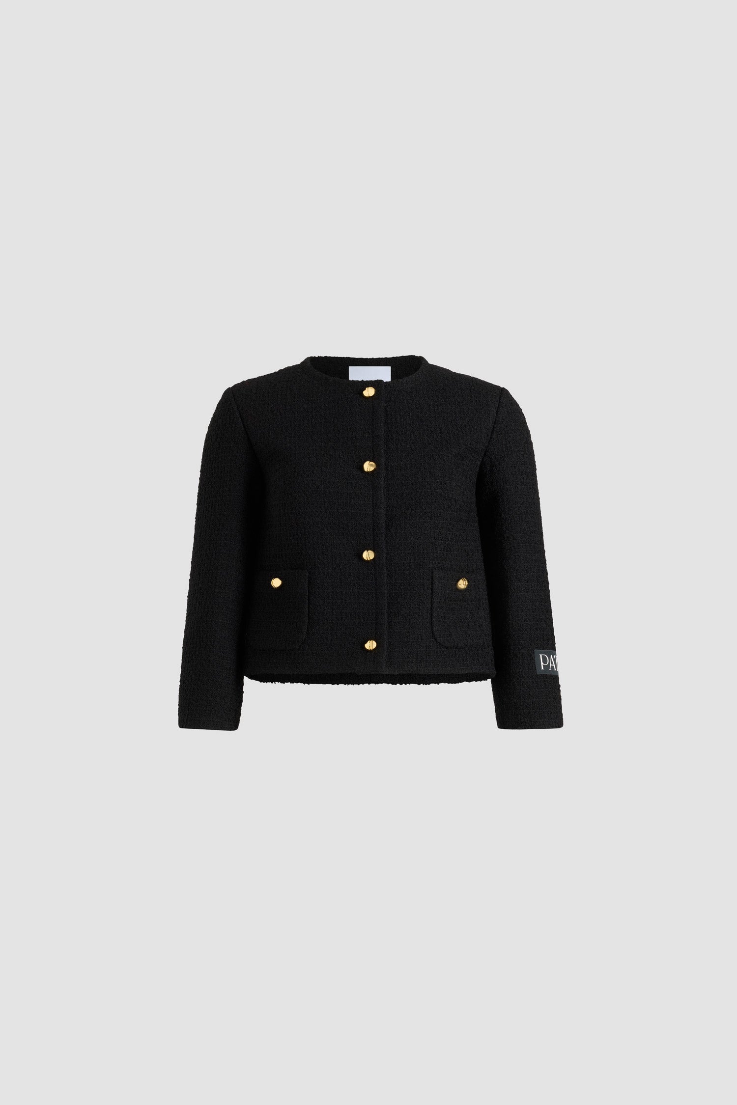 Patou JA062 veste tweed noir courte sans col laine
