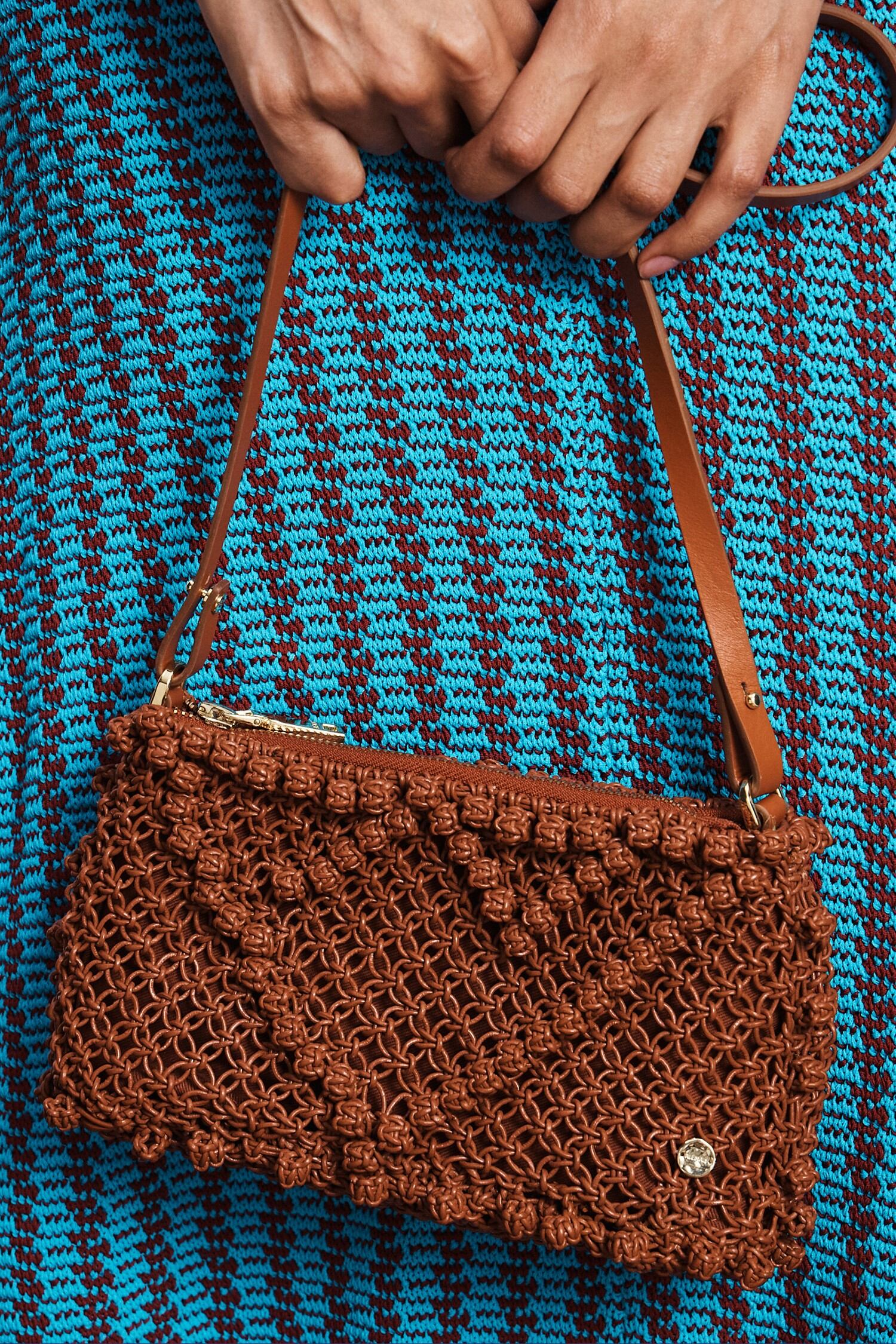 Alemäis Clutch pochette cuir macramé rouille taille unique