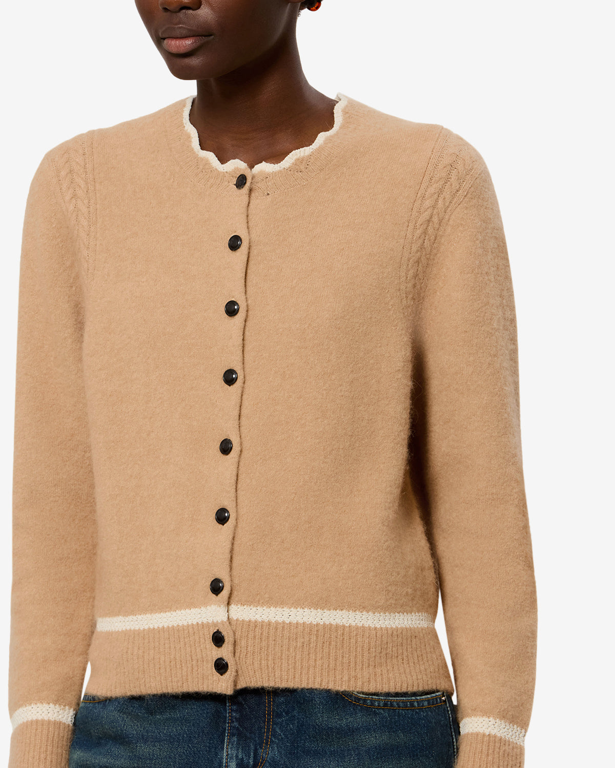 Isabel Marant Mailles Naia cardigan camel baby alpaga